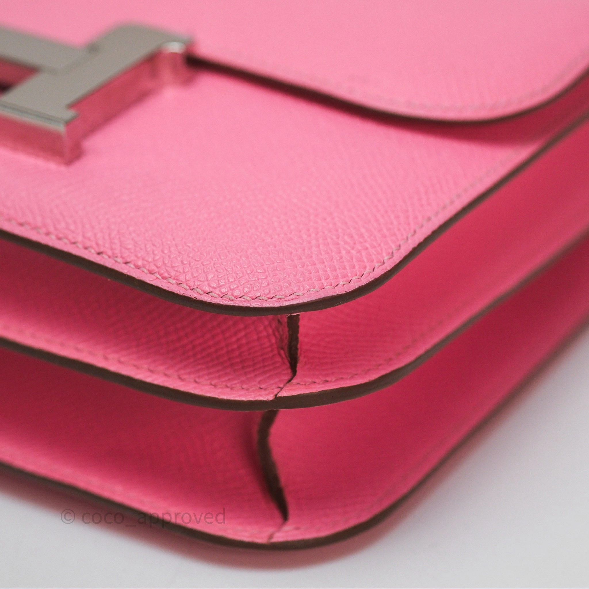 Herms Constance Mini 18cm Rose d'ete Epsom Palladium Hardware