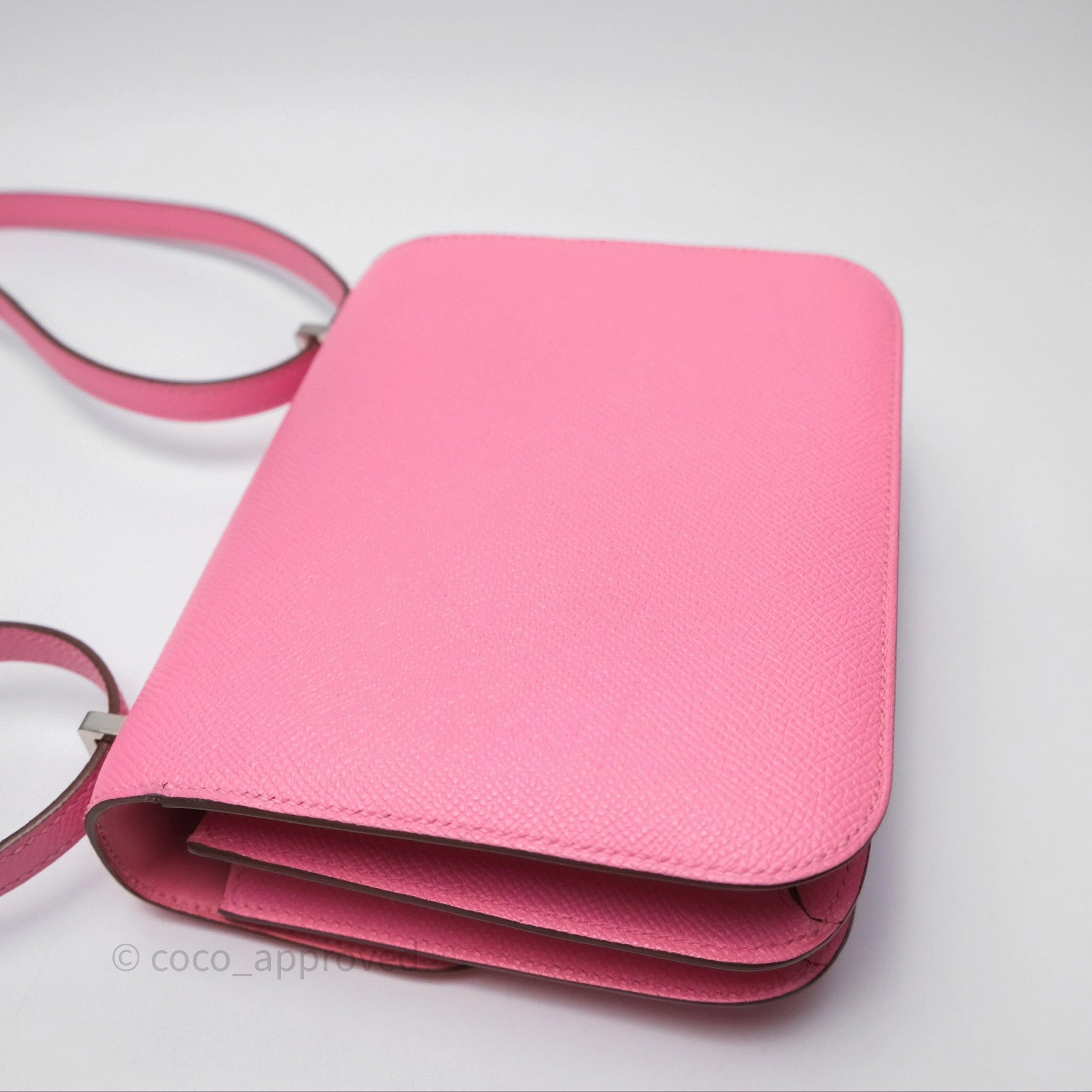 Herms Constance Mini 18cm Rose d'ete Epsom Palladium Hardware