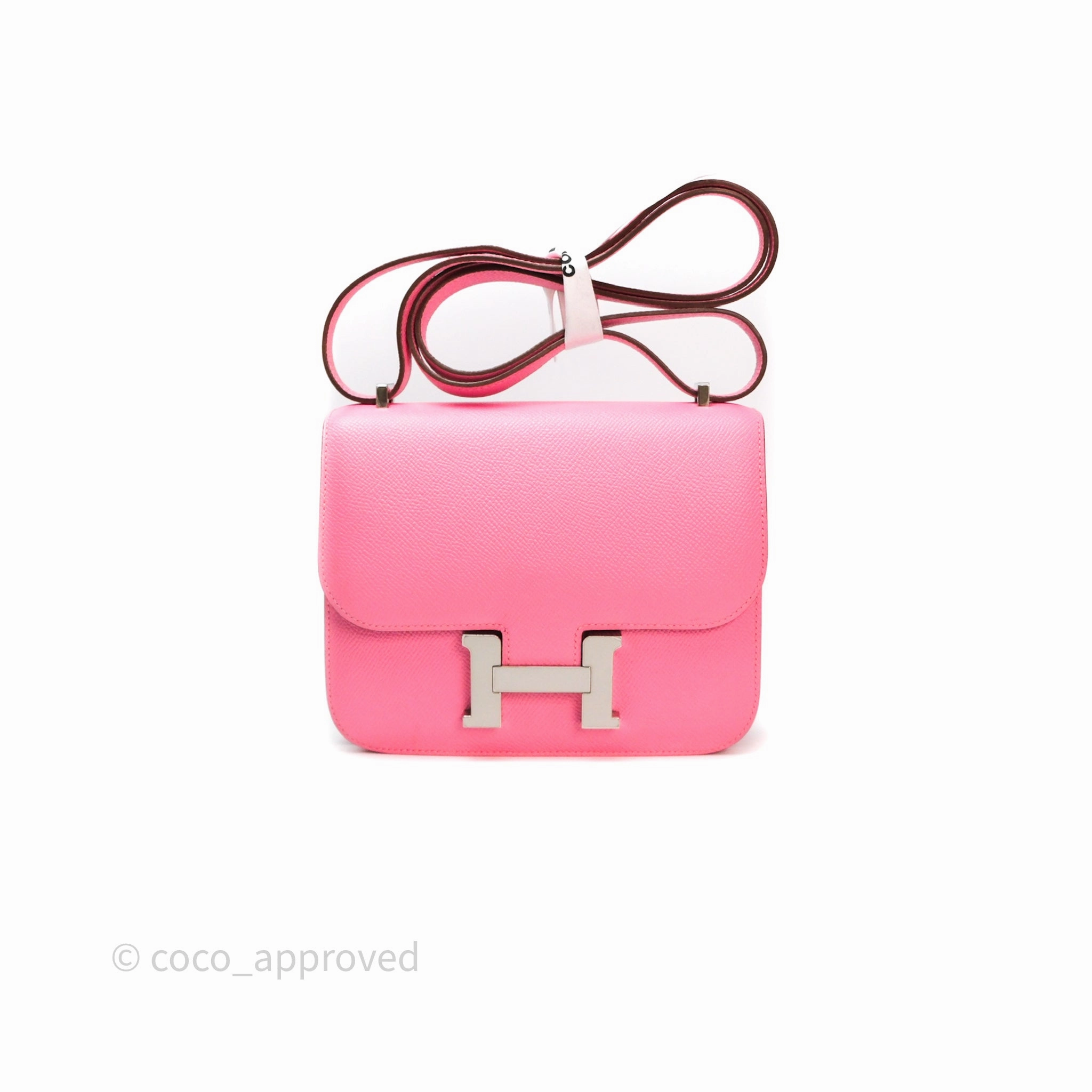 Herms Constance Mini 18cm Rose d'ete Epsom Palladium Hardware