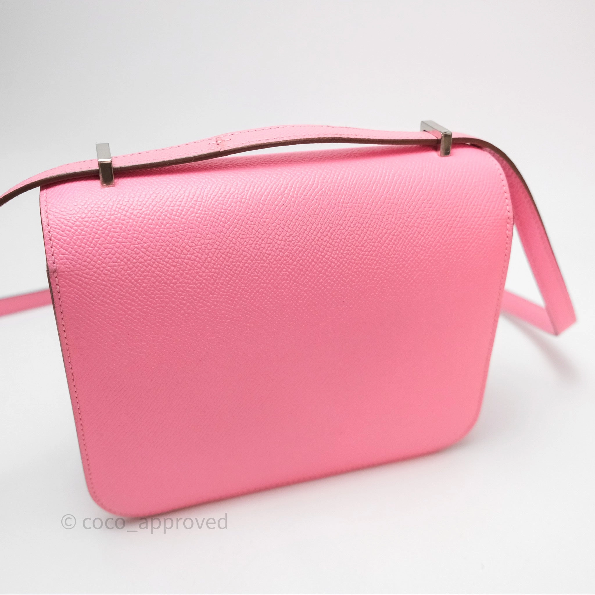 Herms Constance Mini 18cm Rose d'ete Epsom Palladium Hardware