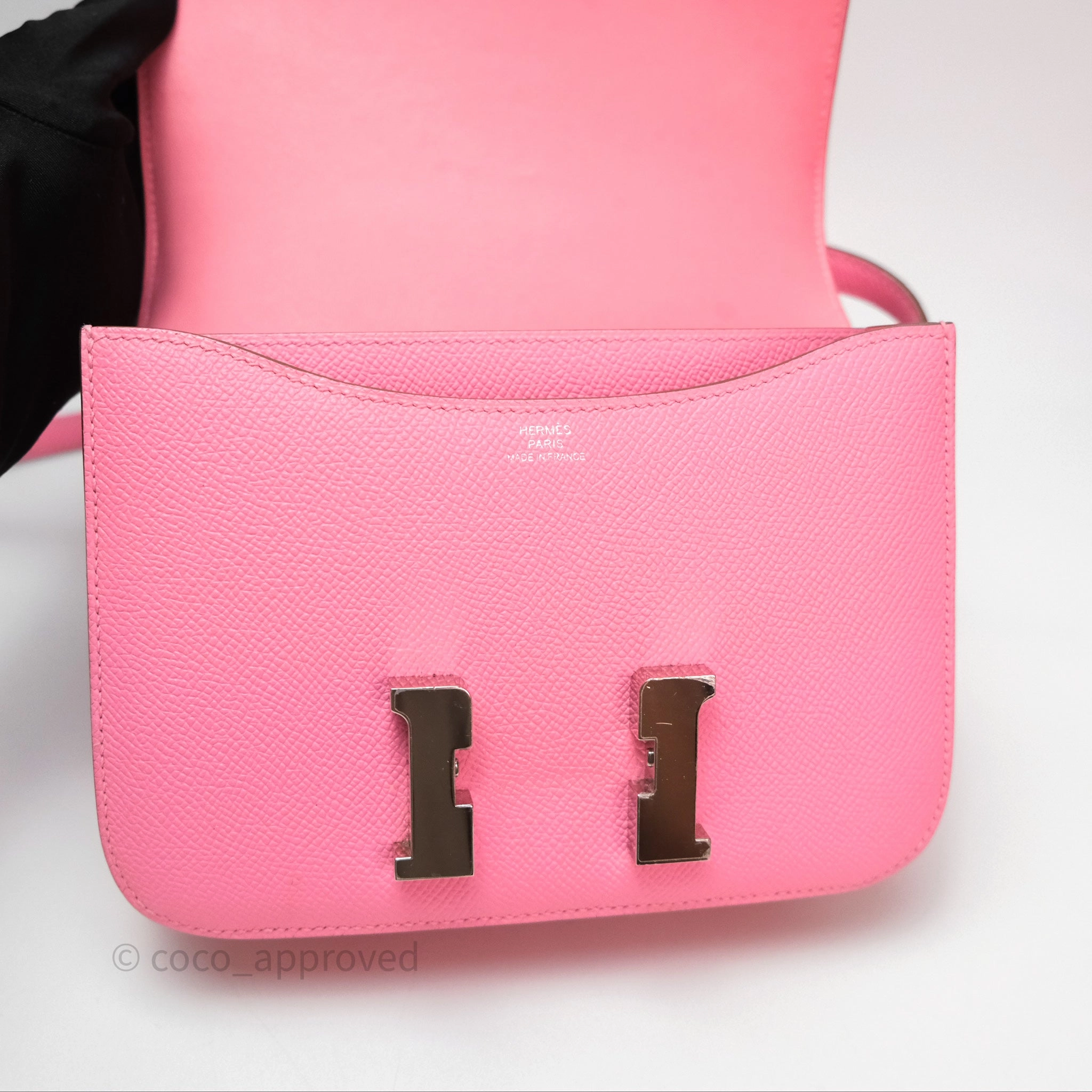 Herms Constance Mini 18cm Rose d'ete Epsom Palladium Hardware