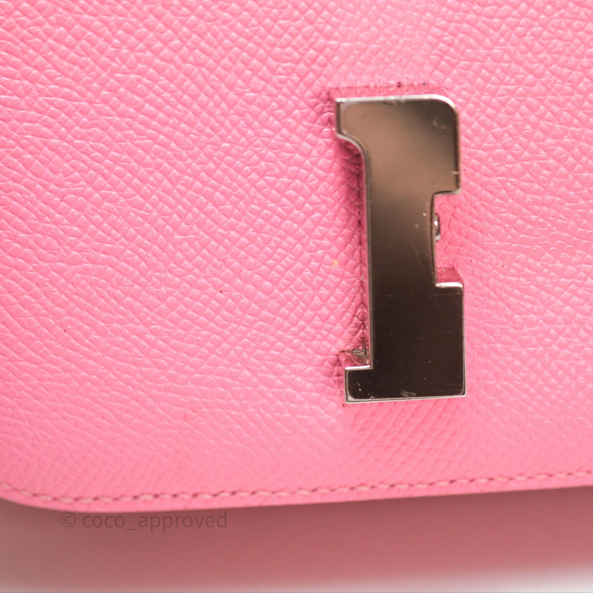 Herms Constance Mini 18cm Rose d'ete Epsom Palladium Hardware