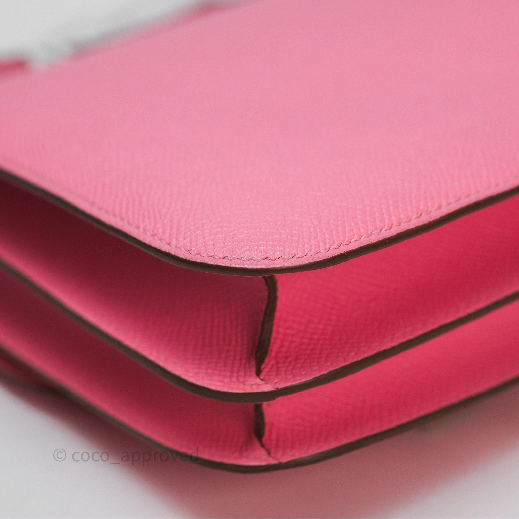 Herms Constance Mini 18cm Rose d'ete Epsom Palladium Hardware