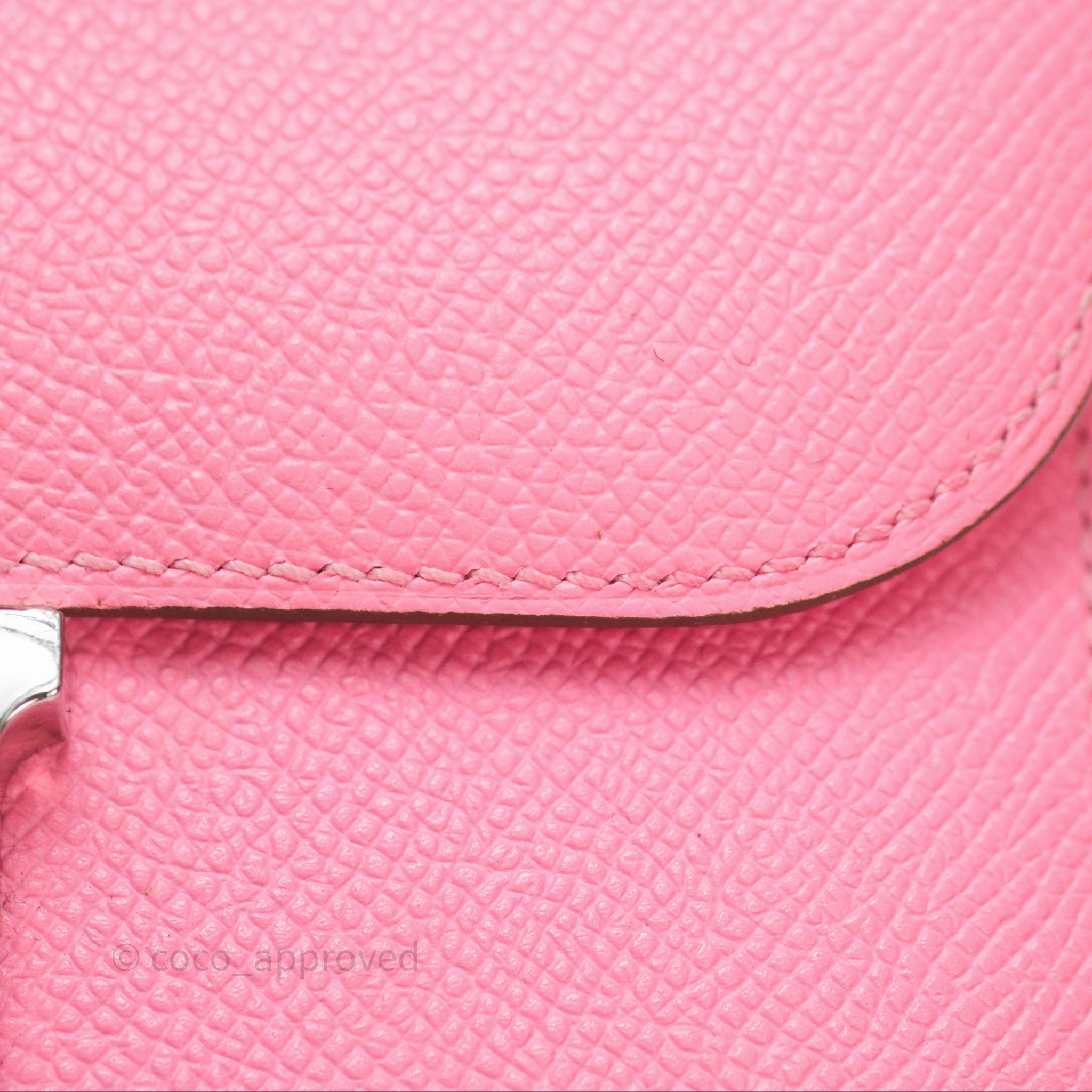 Herms Constance Mini 18cm Rose d'ete Epsom Palladium Hardware
