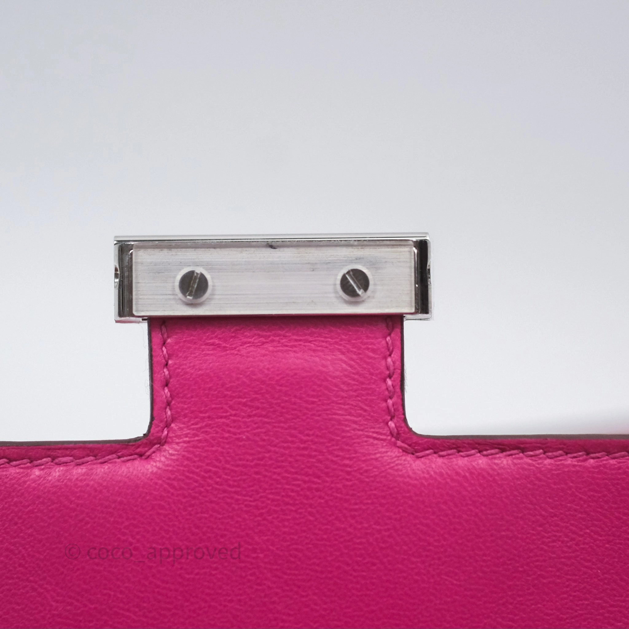 Herms Constance Mini 18cm Rose Tyrien E5 Ostrich Palladium Hardware