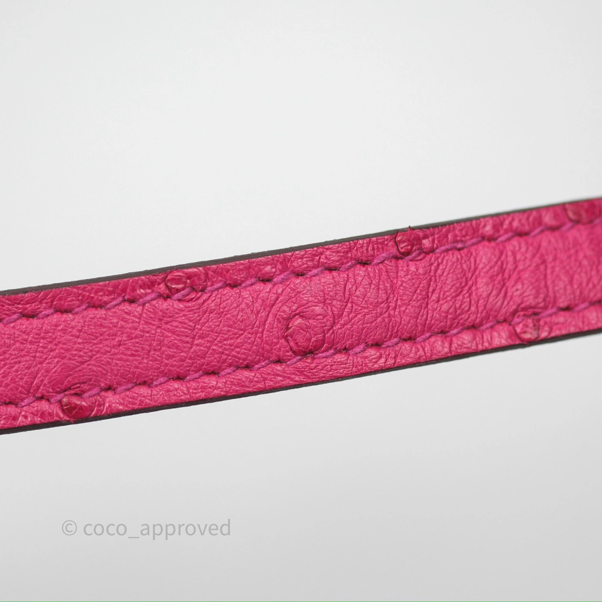 Herms Constance Mini 18cm Rose Tyrien E5 Ostrich Palladium Hardware