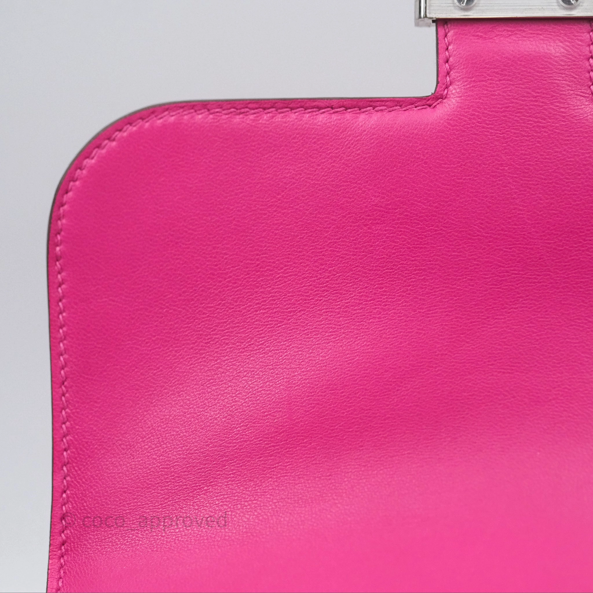 Herms Constance Mini 18cm Rose Tyrien E5 Ostrich Palladium Hardware
