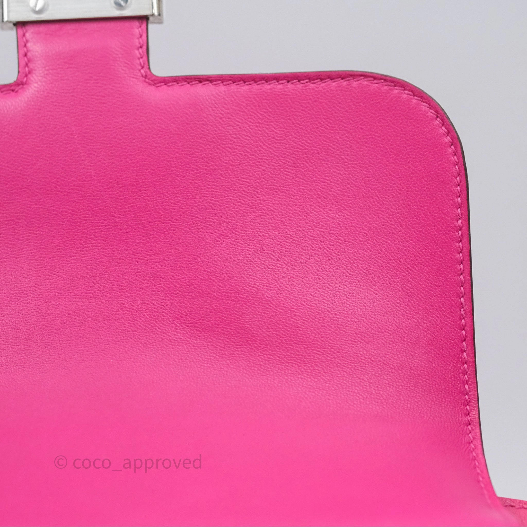 Herms Constance Mini 18cm Rose Tyrien E5 Ostrich Palladium Hardware