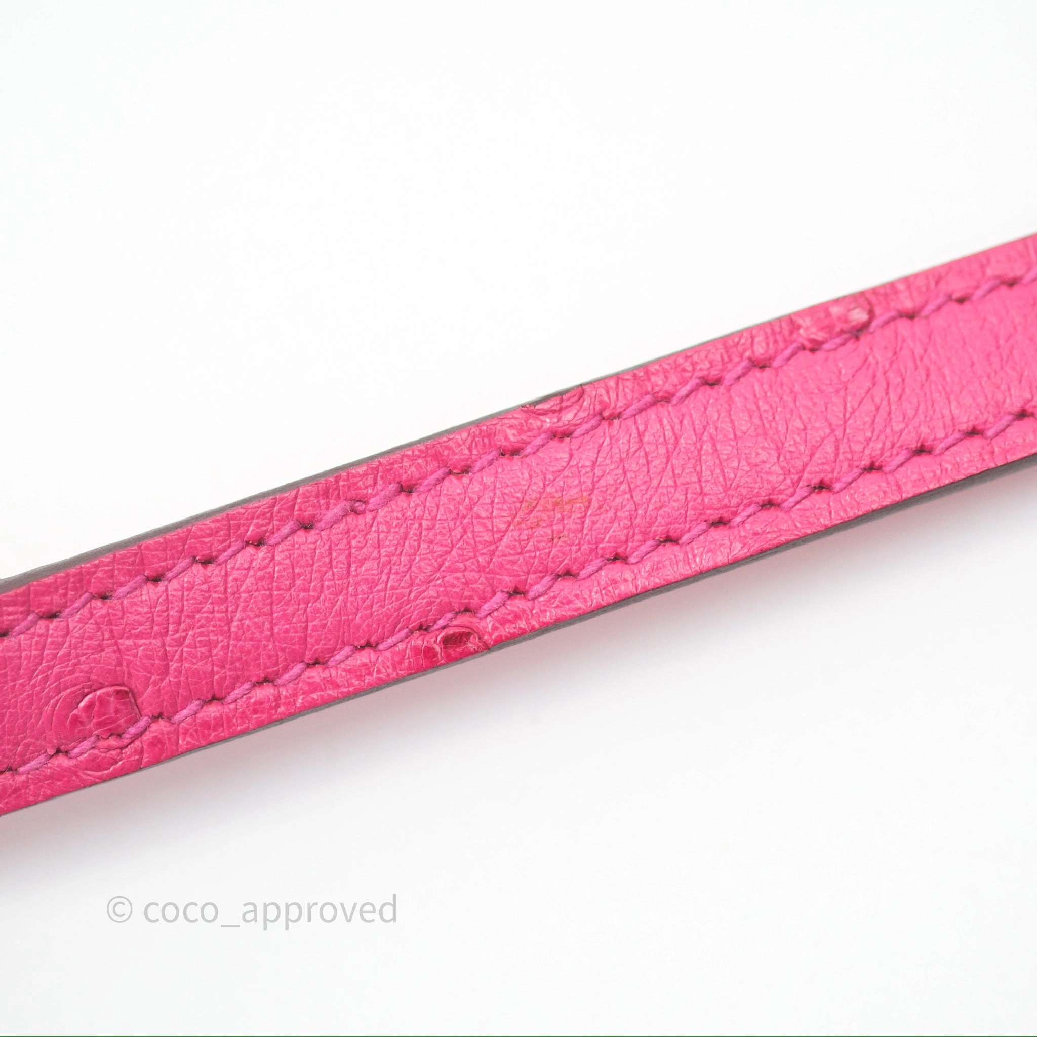 Herms Constance Mini 18cm Rose Tyrien E5 Ostrich Palladium Hardware