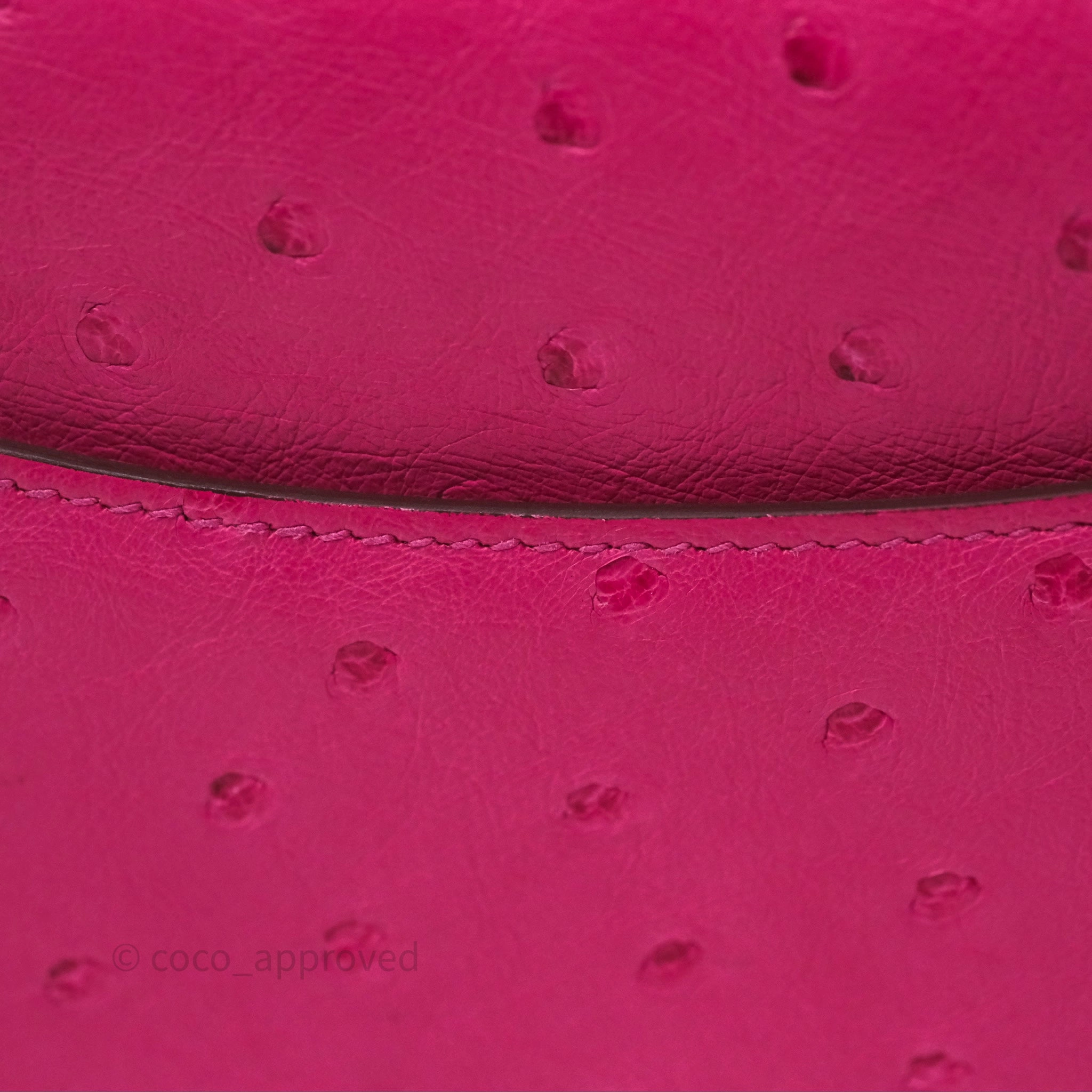Herms Constance Mini 18cm Rose Tyrien E5 Ostrich Palladium Hardware