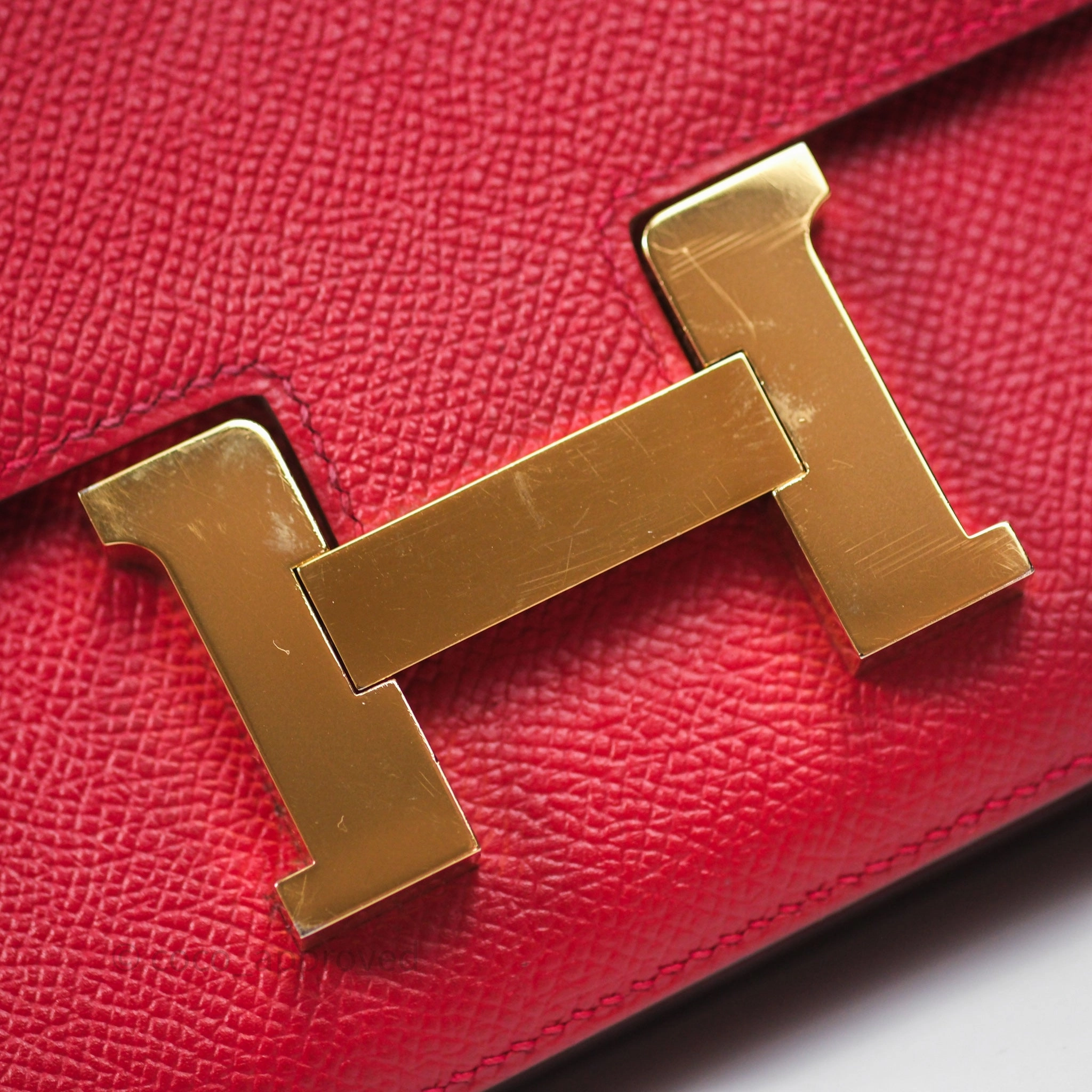 Herms Constance Mini 18cm Rouge Casque Epsom Gold Hardware