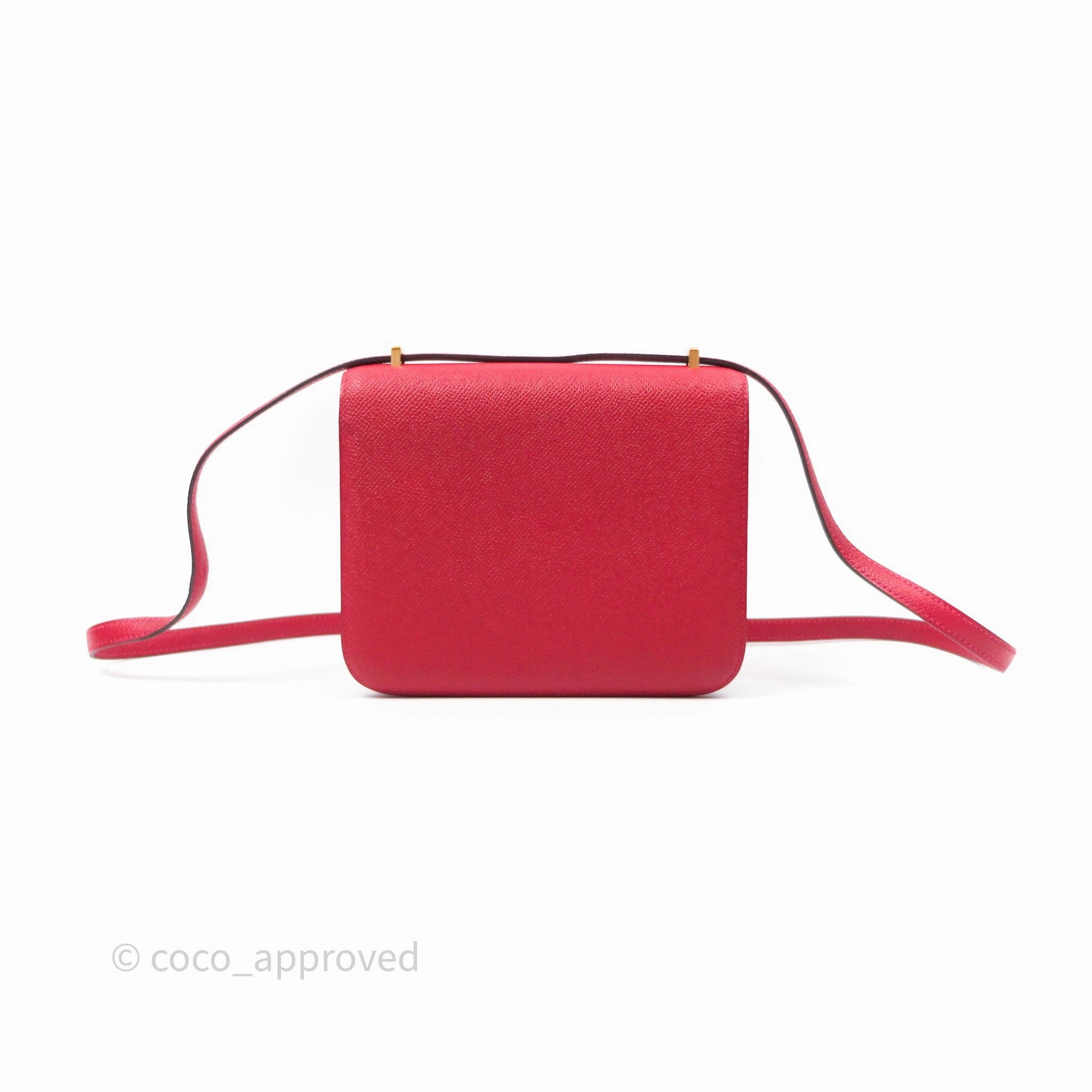 Herms Constance Mini 18cm Rouge Casque Epsom Gold Hardware
