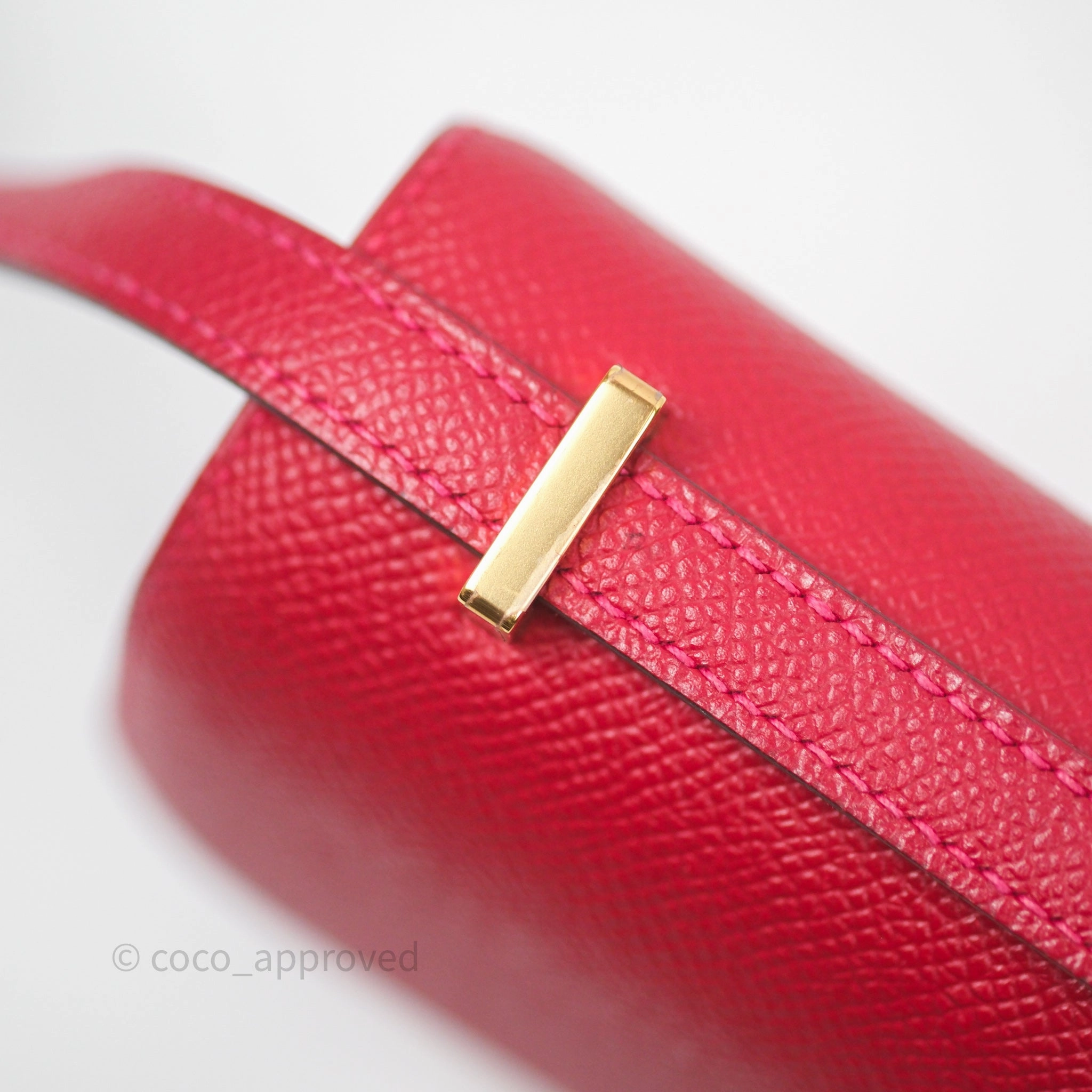 Herms Constance Mini 18cm Rouge Casque Epsom Gold Hardware