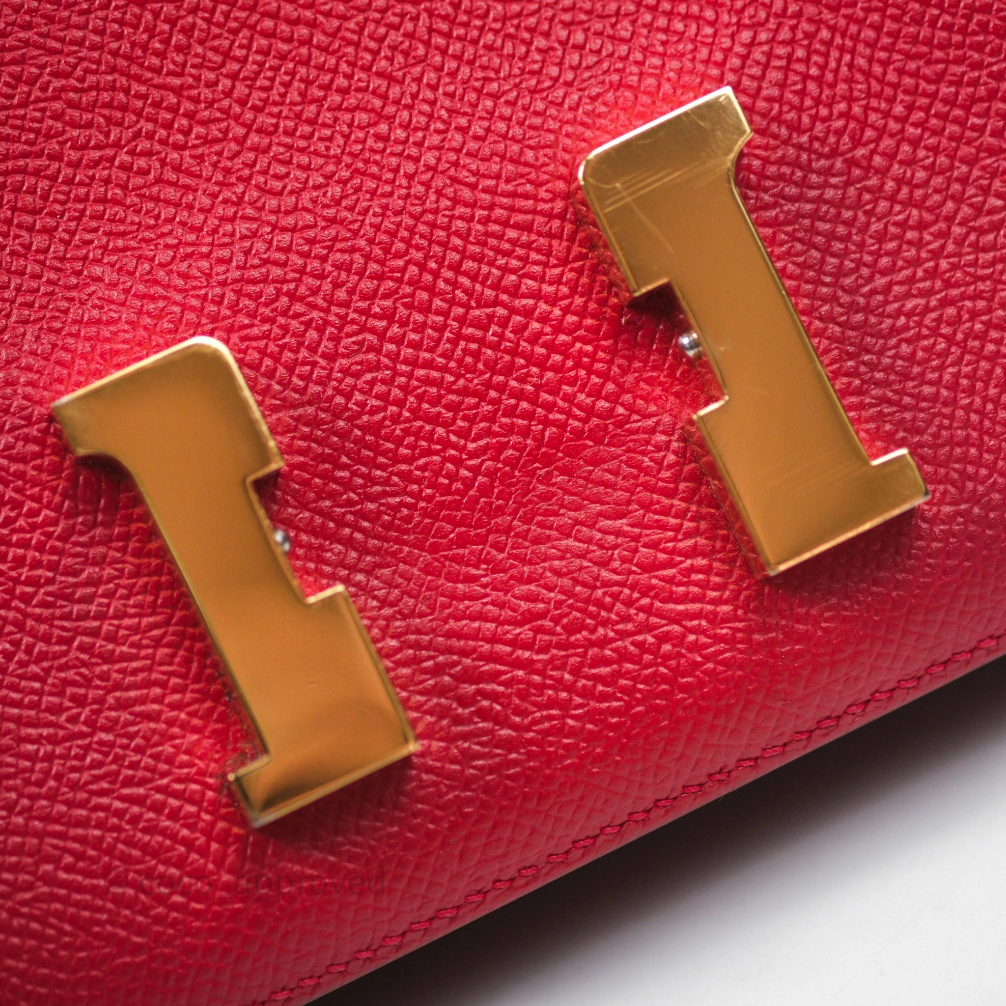 Herms Constance Mini 18cm Rouge Casque Epsom Gold Hardware