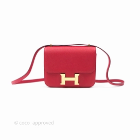 Herms Constance Mini 18cm Rouge Casque Epsom Gold Hardware