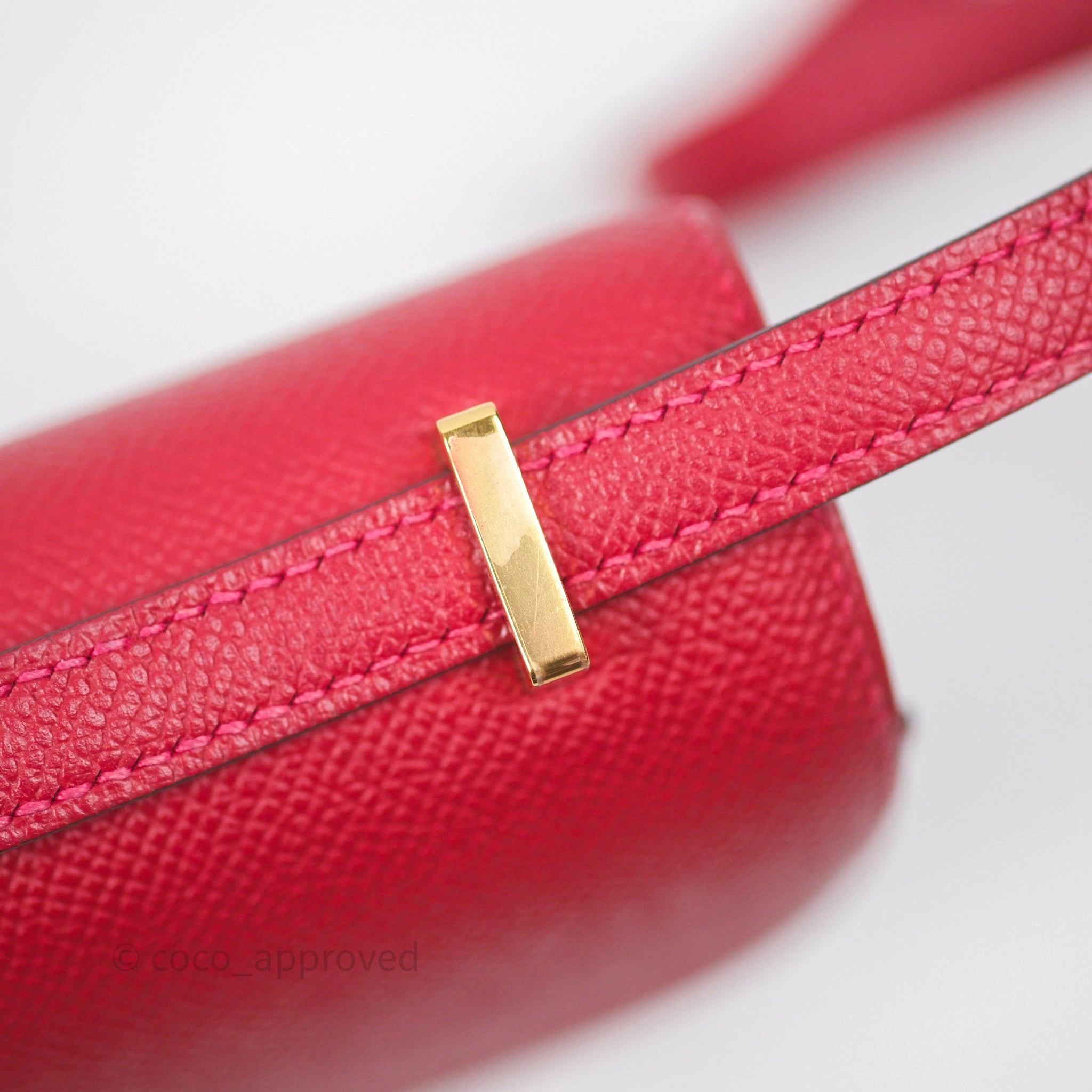 Herms Constance Mini 18cm Rouge Casque Epsom Gold Hardware