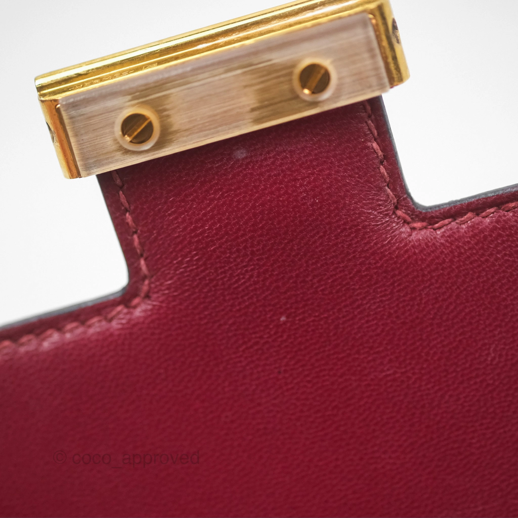 Herms Constance Mini 18cm Rouge Grenat K1 Epsom Gold Hardware