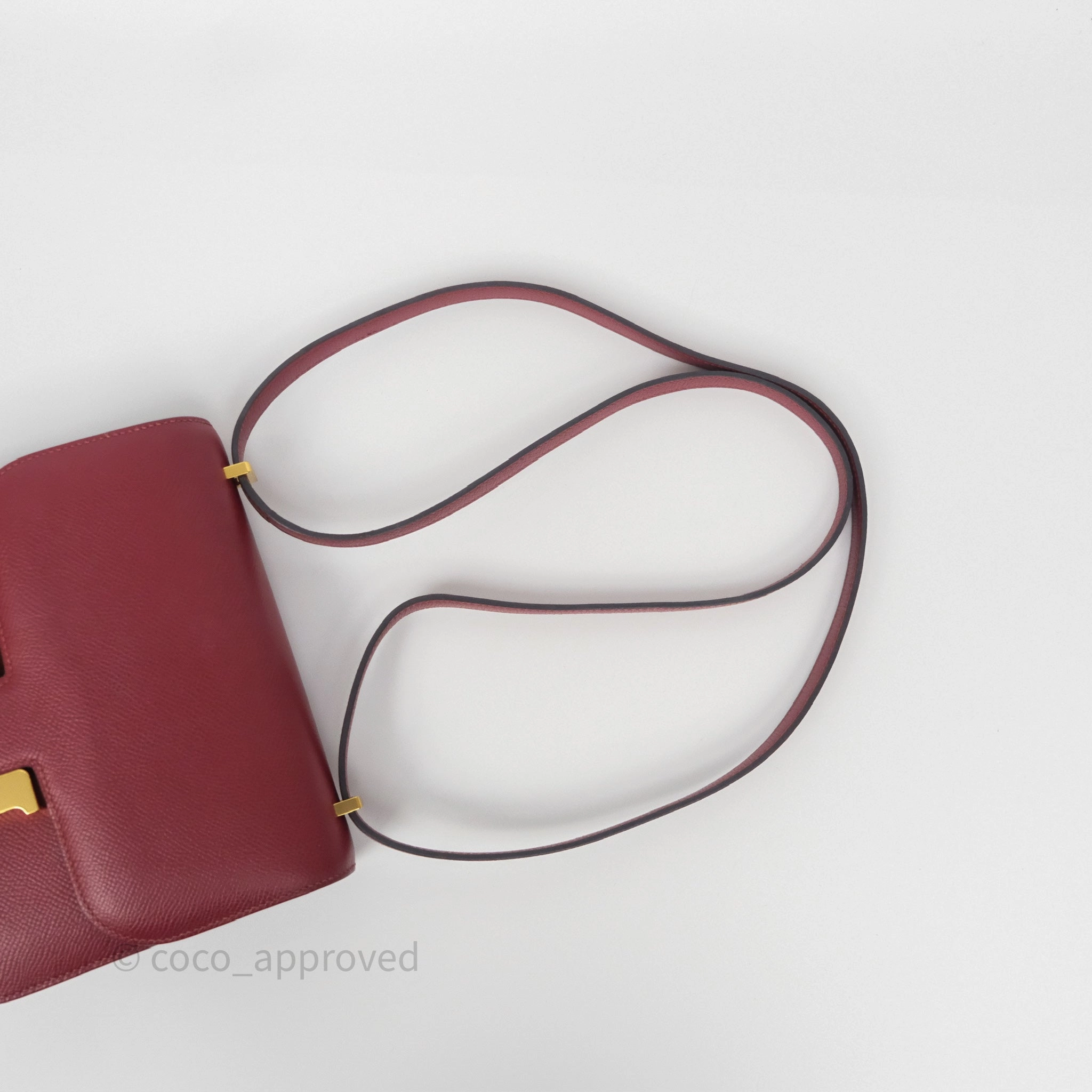 Herms Constance Mini 18cm Rouge Grenat K1 Epsom Gold Hardware