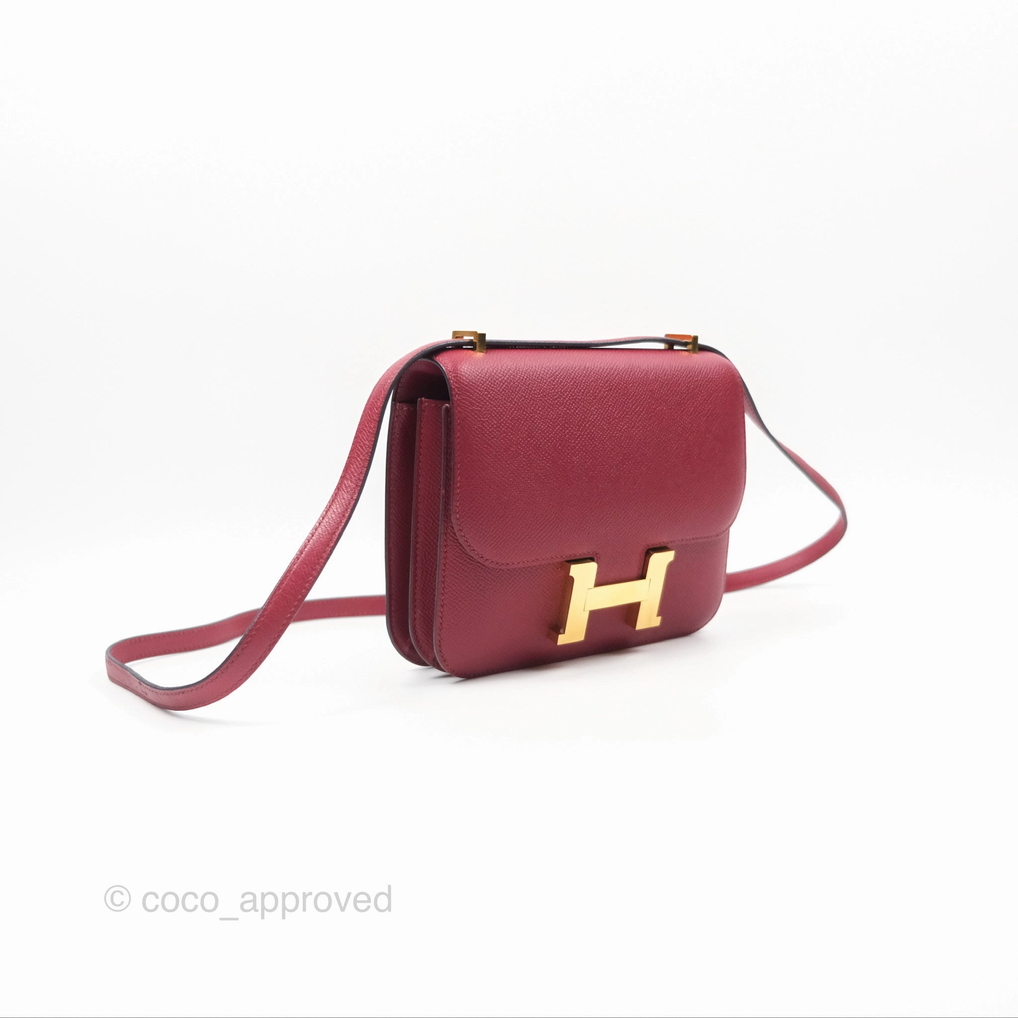 Herms Constance Mini 18cm Rouge Grenat K1 Epsom Gold Hardware