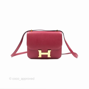 Herms Constance Mini 18cm Rouge Grenat K1 Epsom Gold Hardware