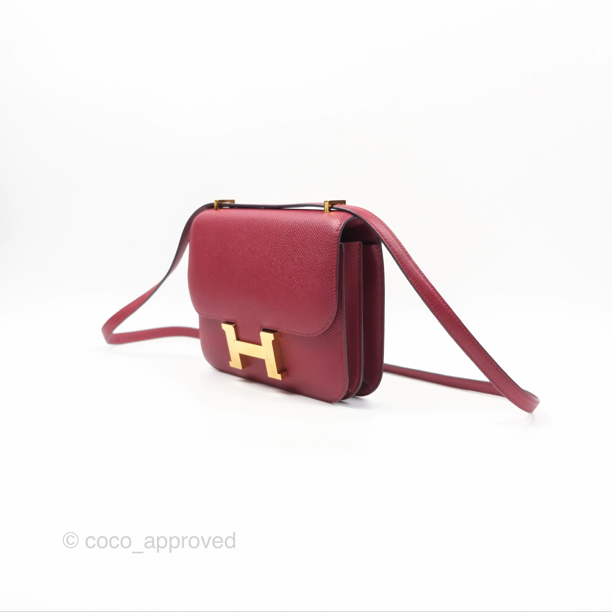 Herms Constance Mini 18cm Rouge Grenat K1 Epsom Gold Hardware