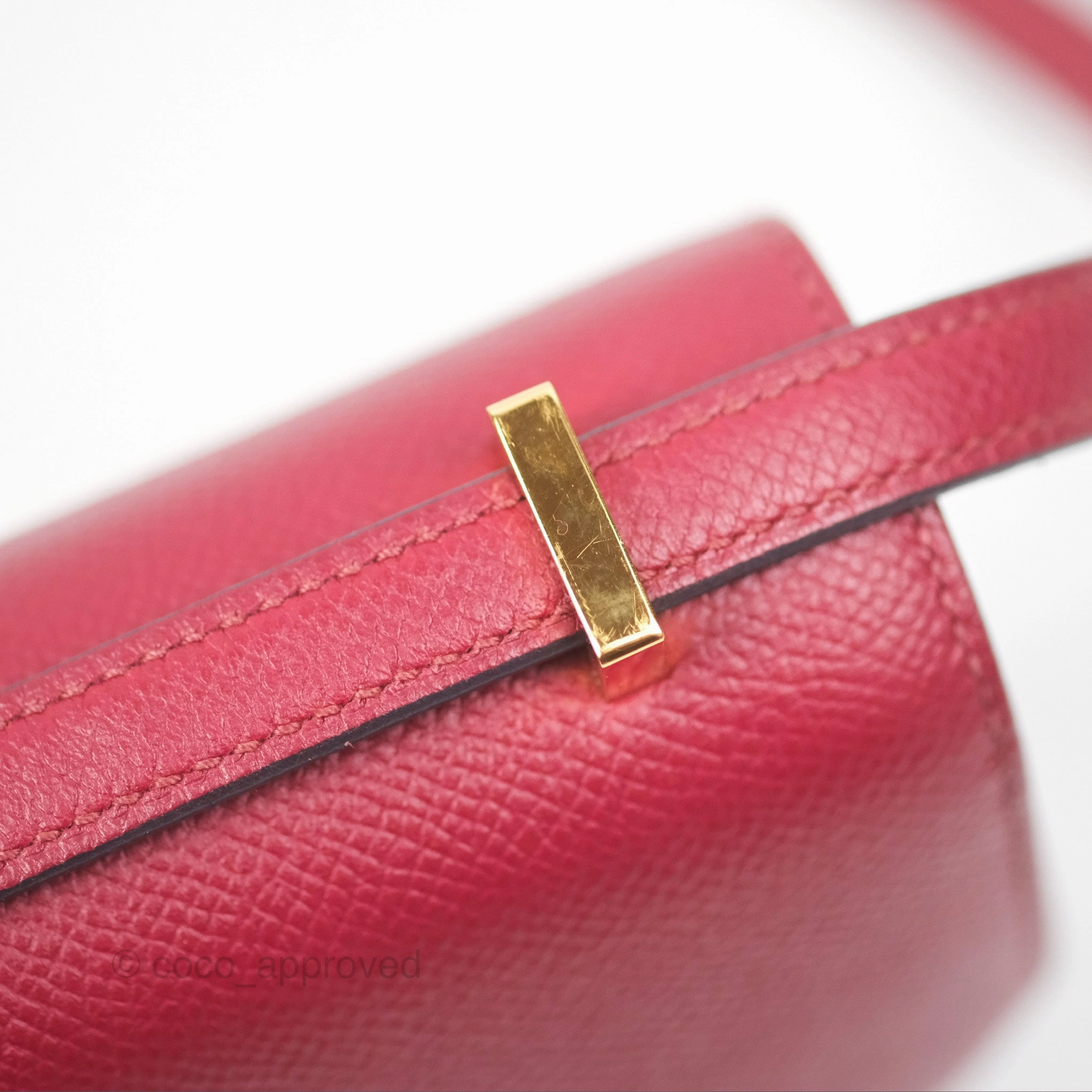 Herms Constance Mini 18cm Rouge Grenat K1 Epsom Gold Hardware