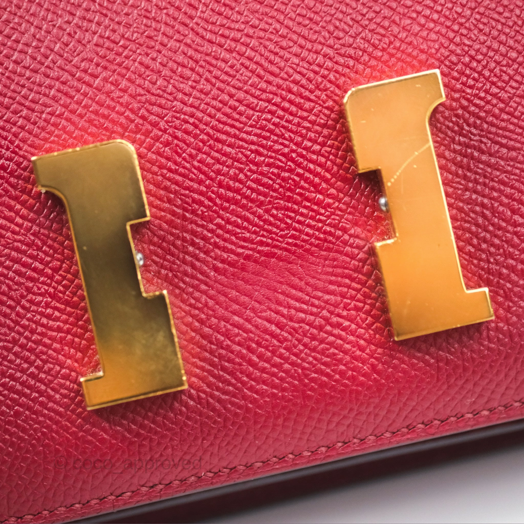 Herms Constance Mini 18cm Rouge Grenat K1 Epsom Gold Hardware