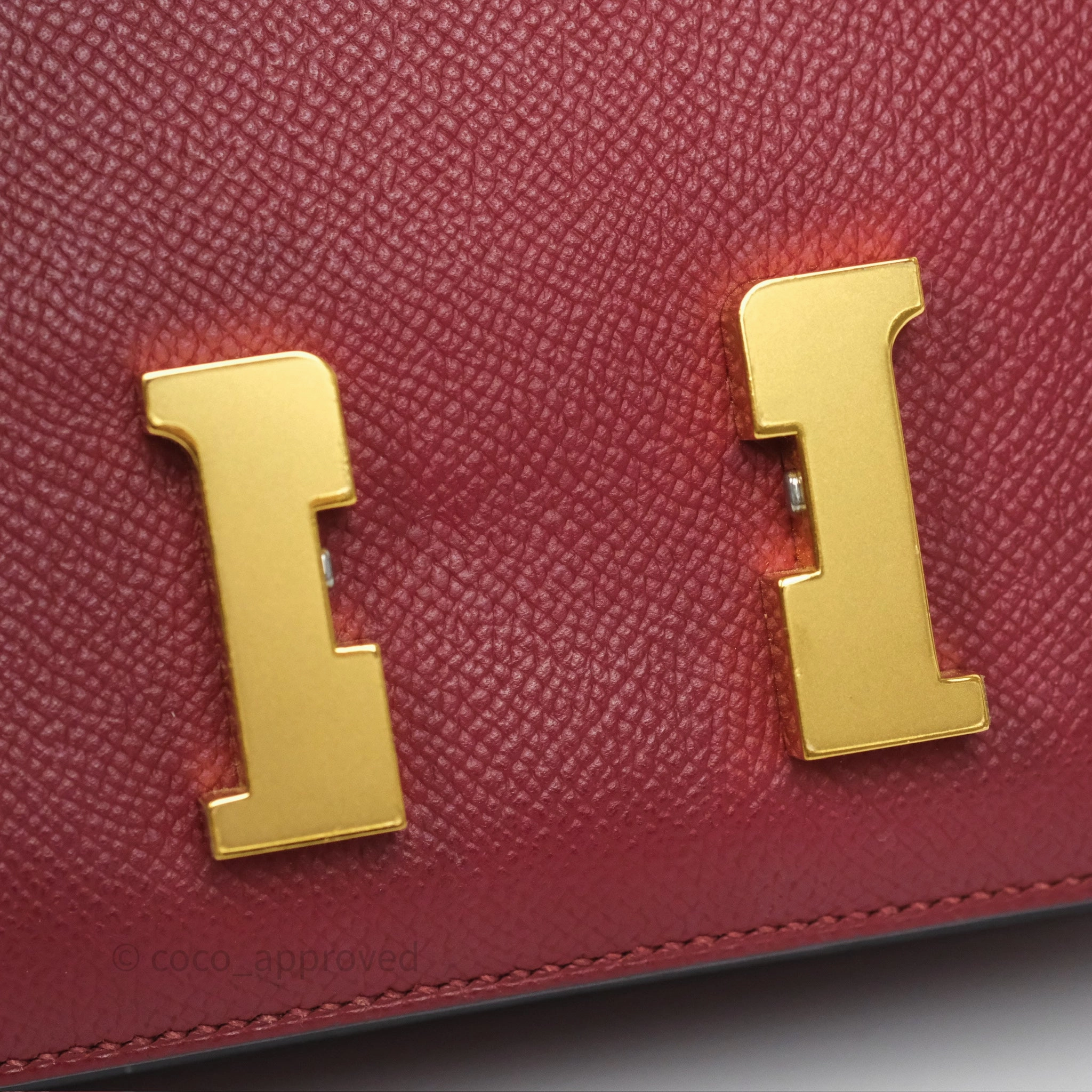 Herms Constance Mini 18cm Rouge Grenat K1 Epsom Gold Hardware