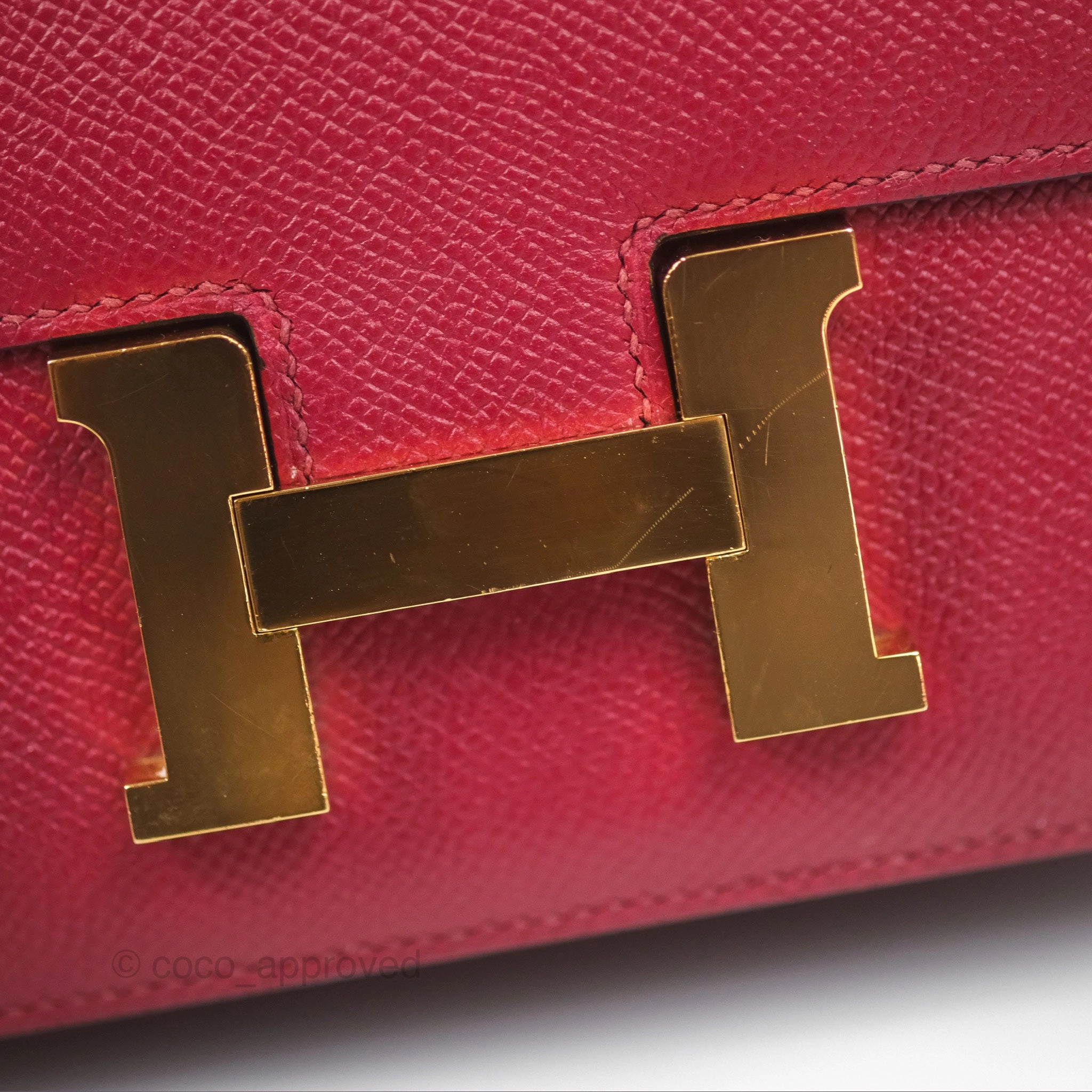 Herms Constance Mini 18cm Rouge Grenat K1 Epsom Gold Hardware