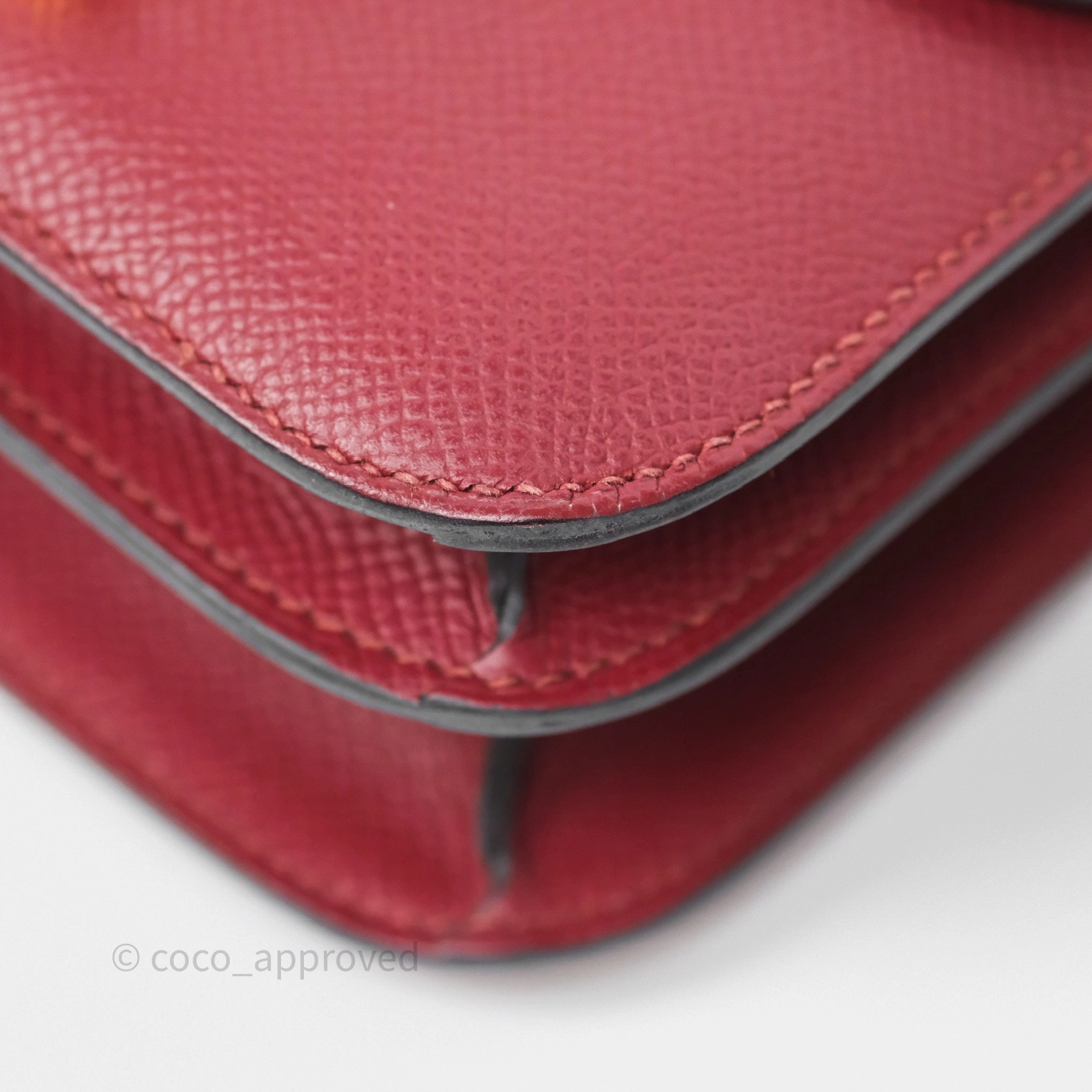 Herms Constance Mini 18cm Rouge Grenat K1 Epsom Gold Hardware