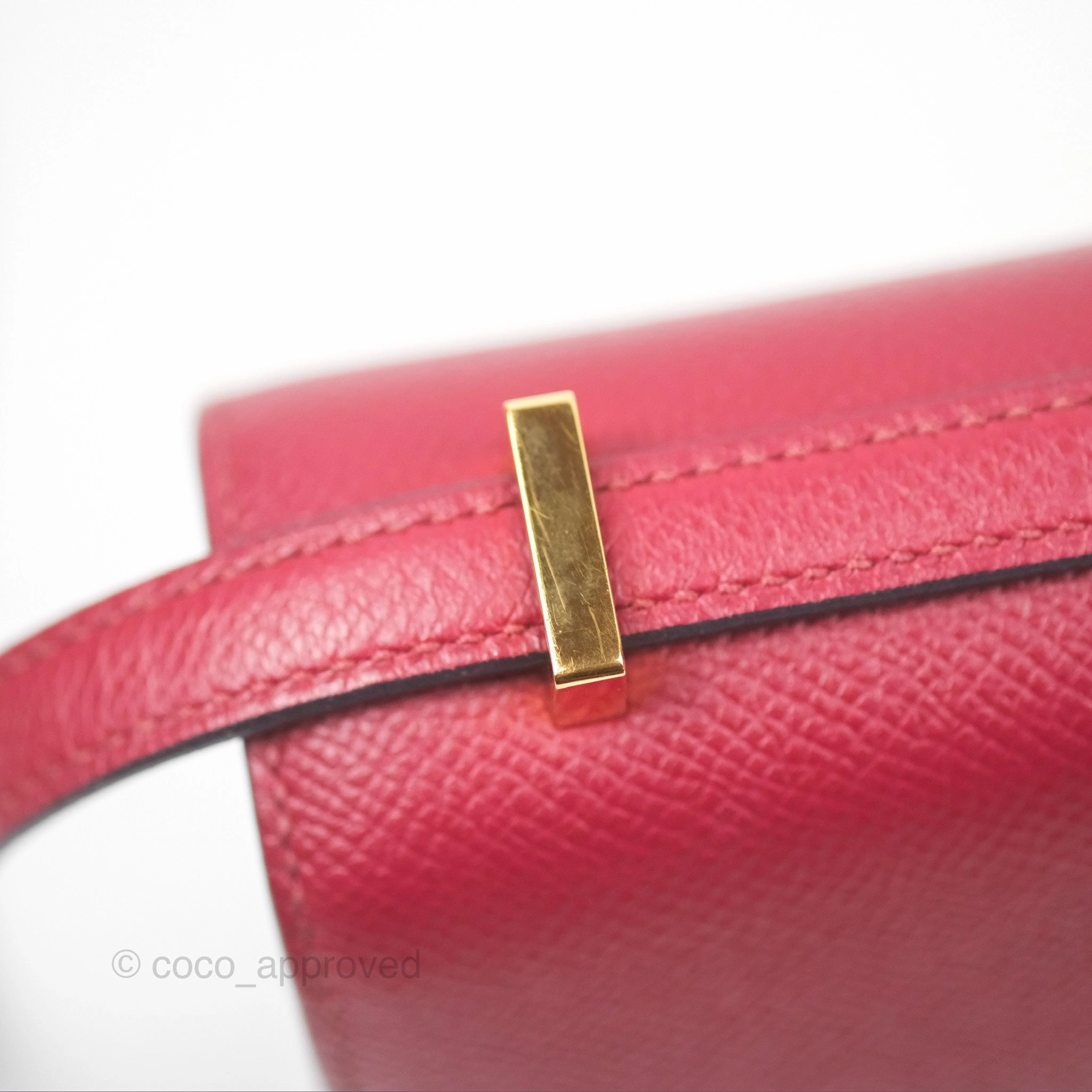 Herms Constance Mini 18cm Rouge Grenat K1 Epsom Gold Hardware