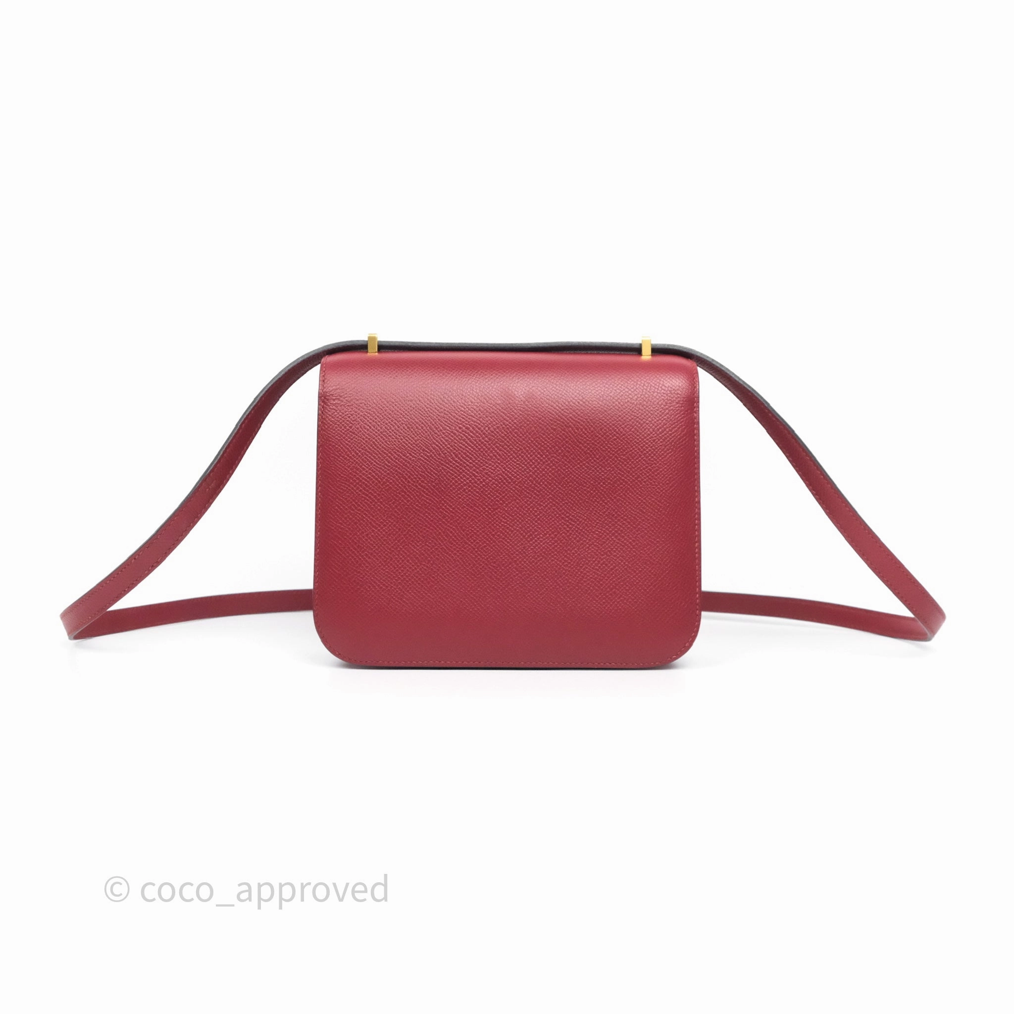 Herms Constance Mini 18cm Rouge Grenat K1 Epsom Gold Hardware