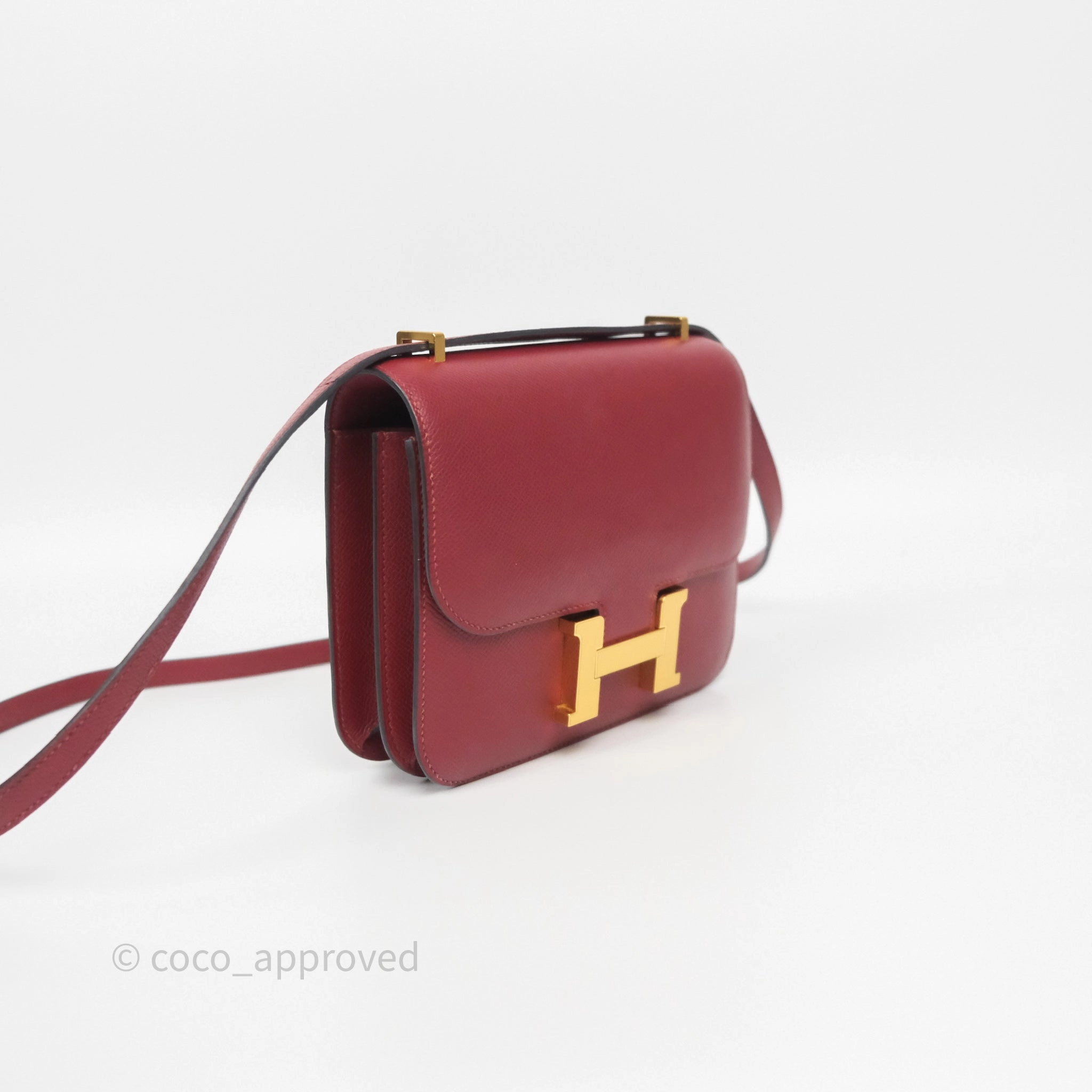 Herms Constance Mini 18cm Rouge Grenat K1 Epsom Gold Hardware