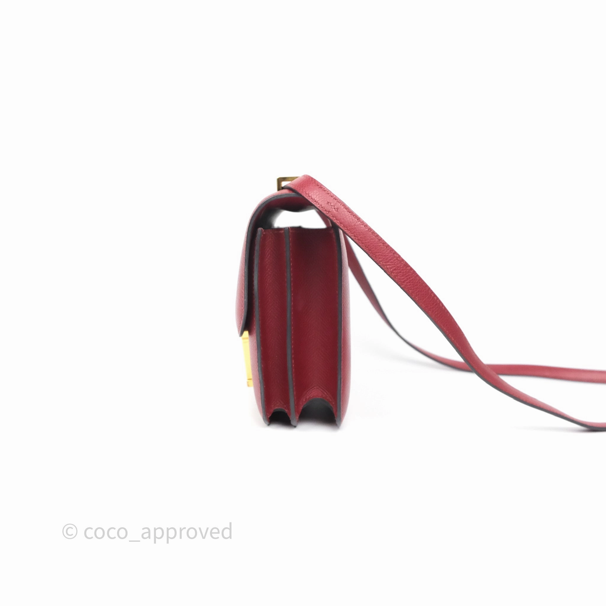 Herms Constance Mini 18cm Rouge Grenat K1 Epsom Gold Hardware