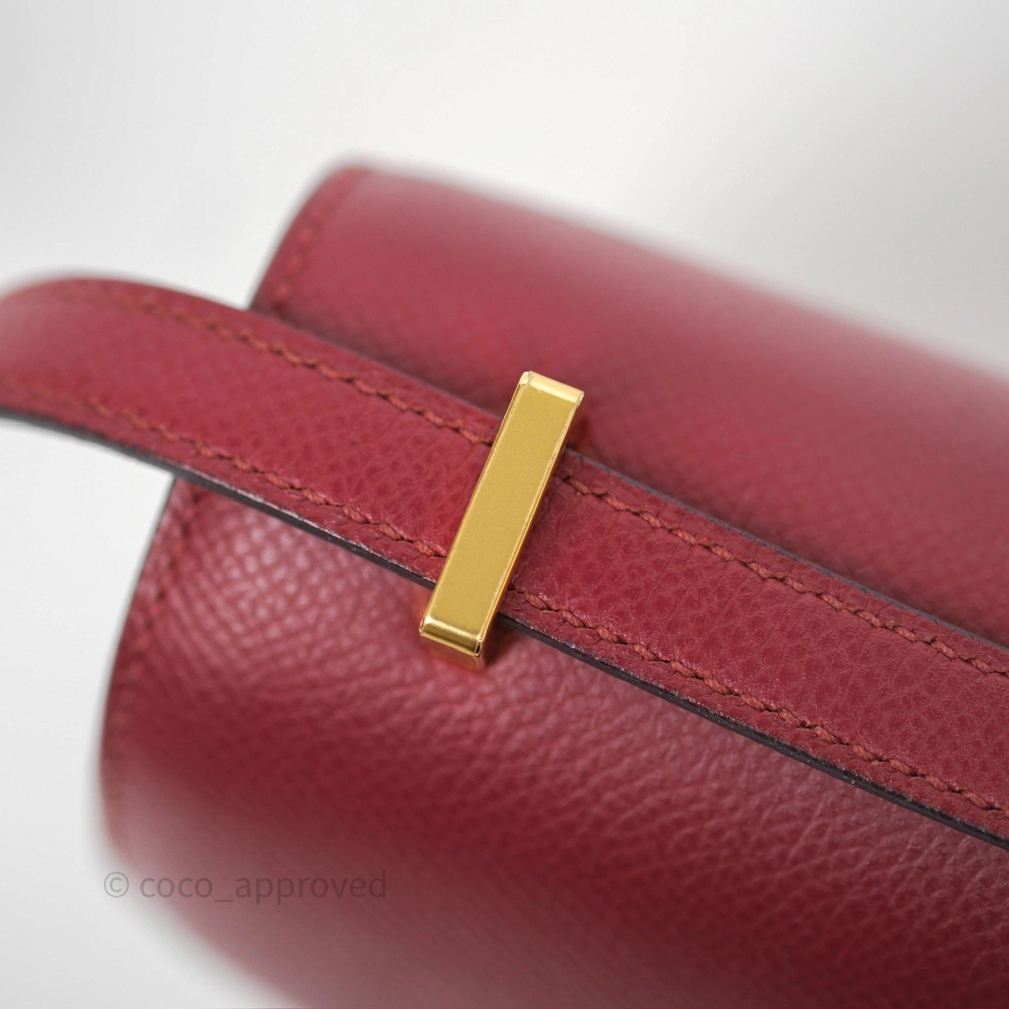 Herms Constance Mini 18cm Rouge Grenat K1 Epsom Gold Hardware