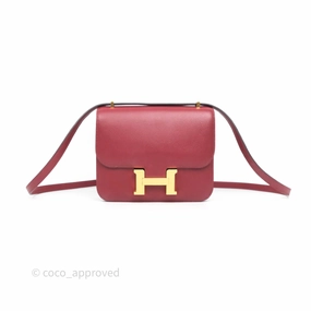 Herms Constance Mini 18cm Rouge Grenat K1 Epsom Gold Hardware