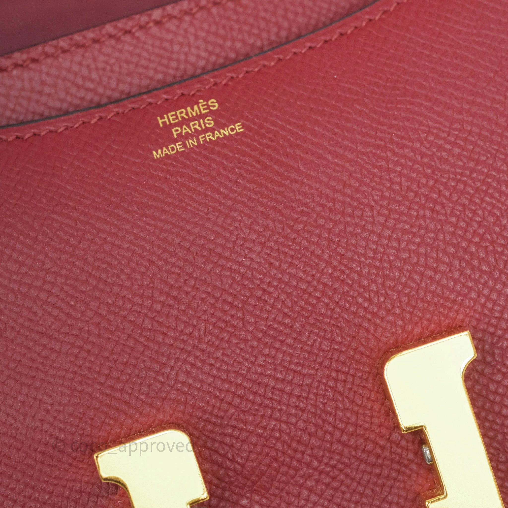 Herms Constance Mini 18cm Rouge Grenat K1 Epsom Gold Hardware