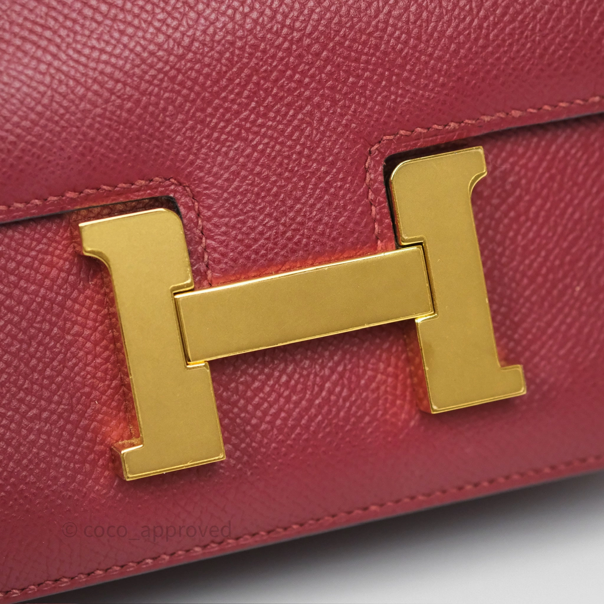 Herms Constance Mini 18cm Rouge Grenat K1 Epsom Gold Hardware