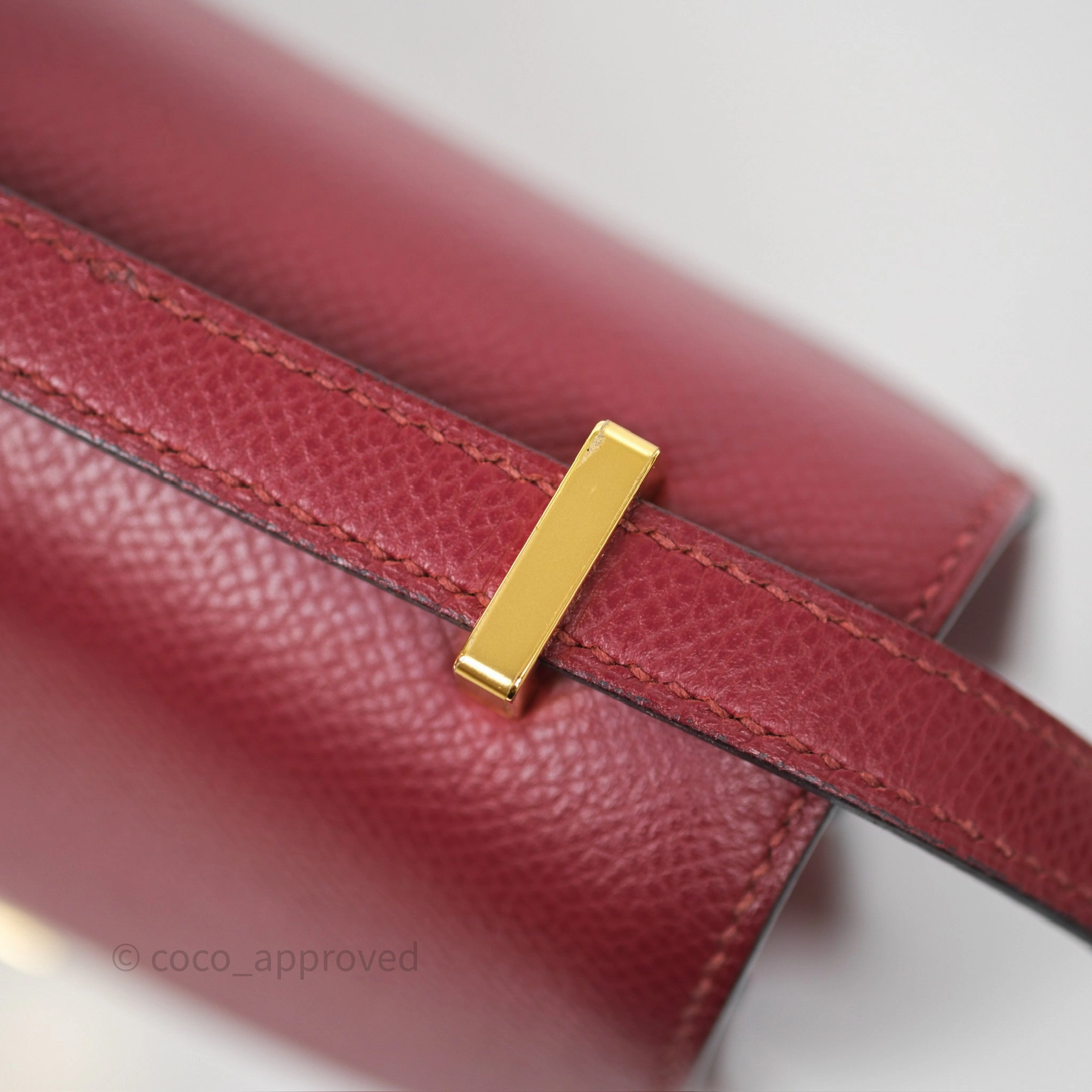 Herms Constance Mini 18cm Rouge Grenat K1 Epsom Gold Hardware