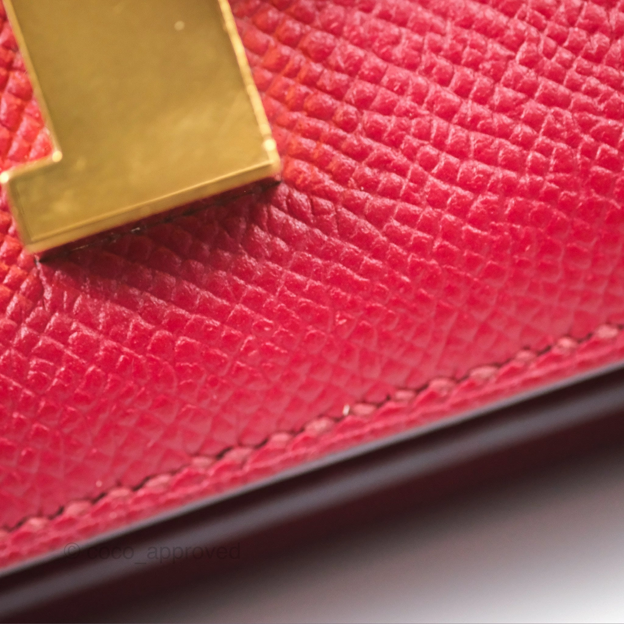 Herms Constance Mini 18cm Rouge Grenat K1 Epsom Gold Hardware