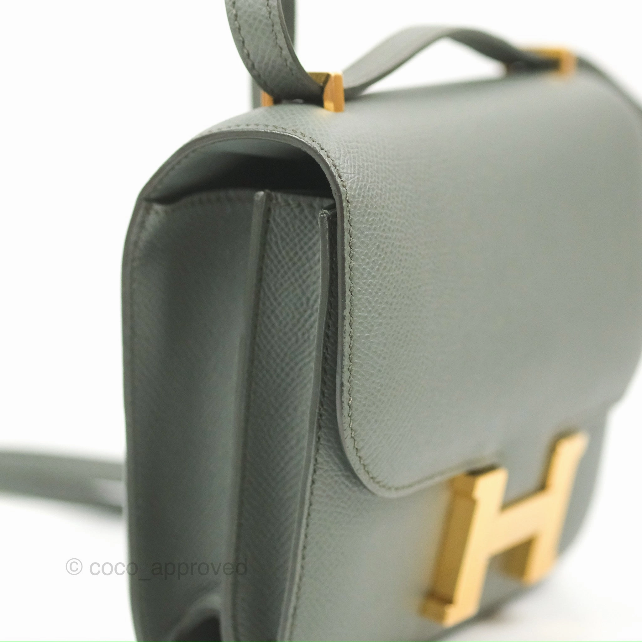Herms Constance Mini 18cm Vert Amande Epsom Gold Hardware