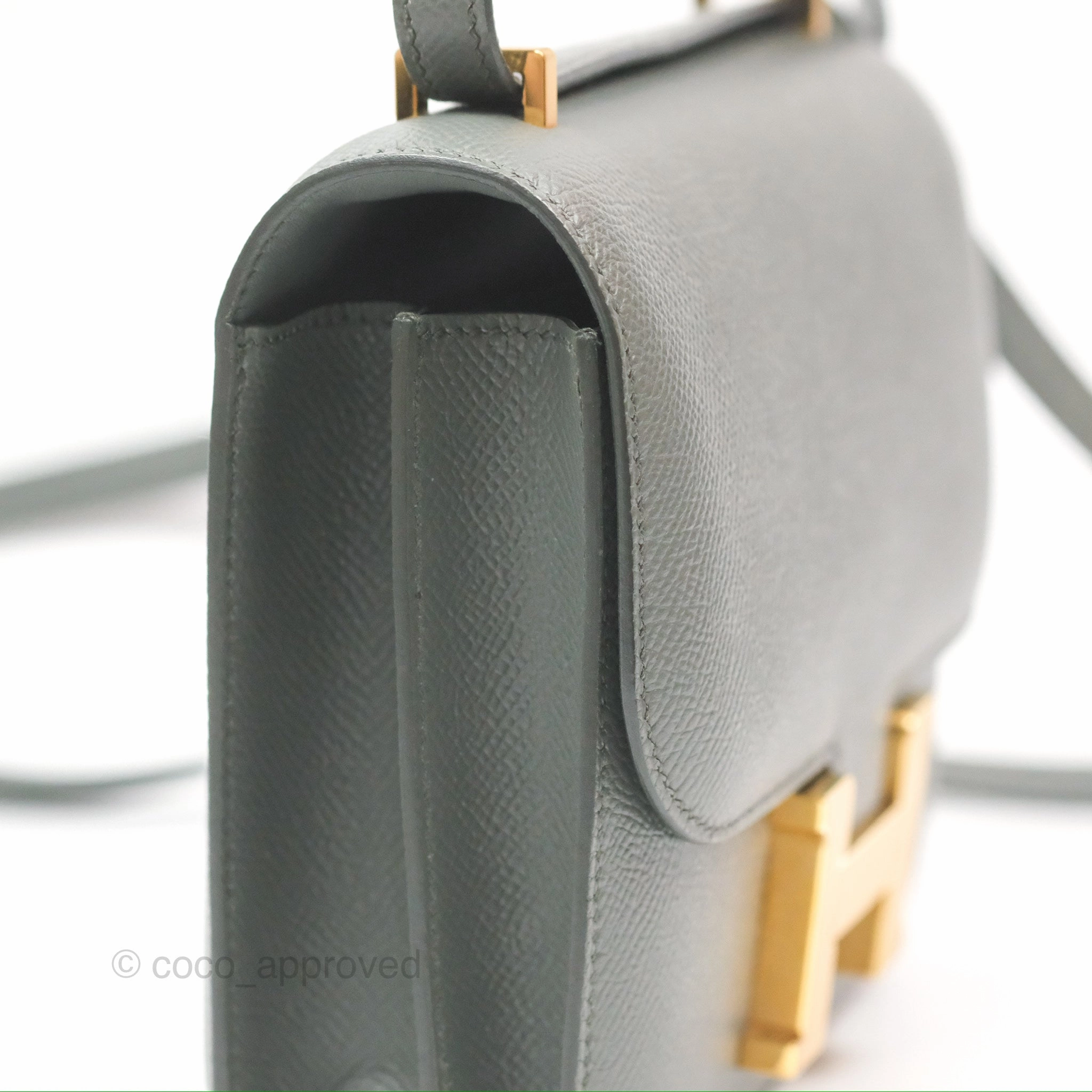 Herms Constance Mini 18cm Vert Amande Epsom Gold Hardware