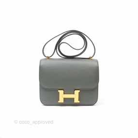 Herms Constance Mini 18cm Vert Amande Epsom Gold Hardware