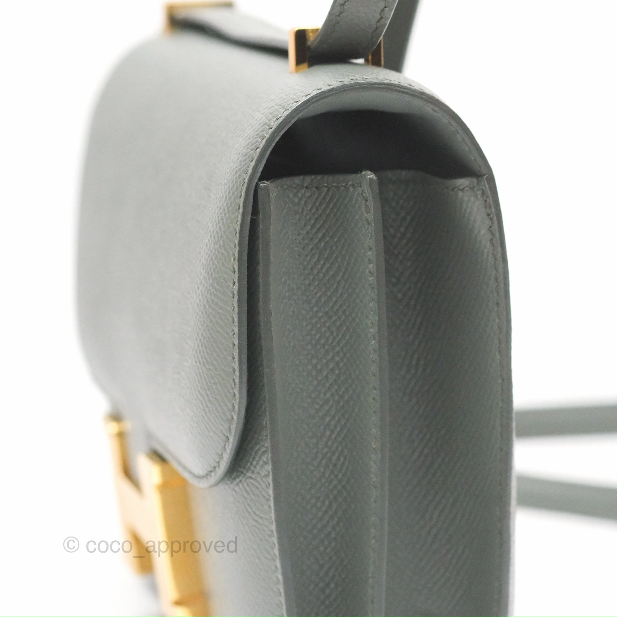 Herms Constance Mini 18cm Vert Amande Epsom Gold Hardware