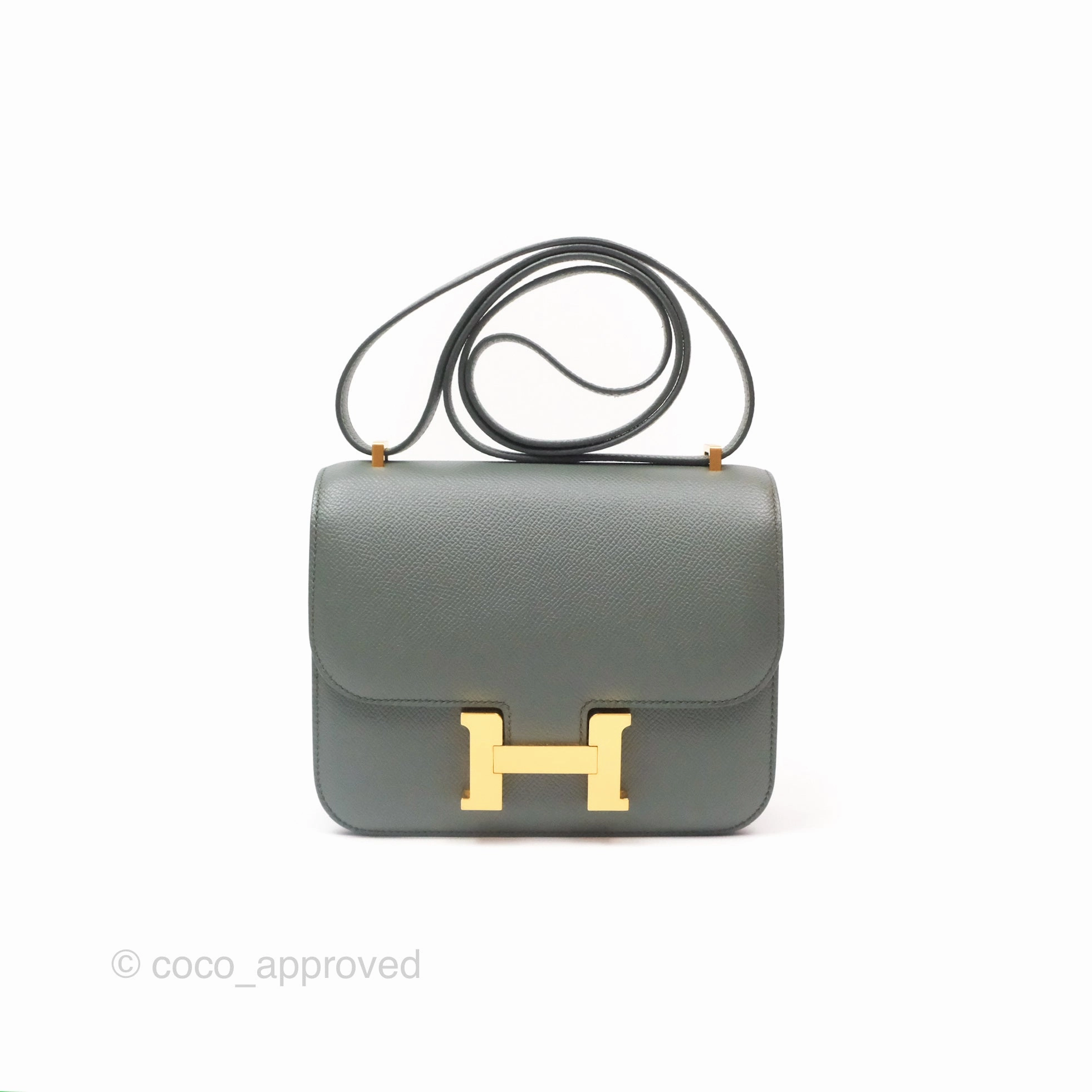 Herms Constance Mini 18cm Vert Amande Epsom Gold Hardware