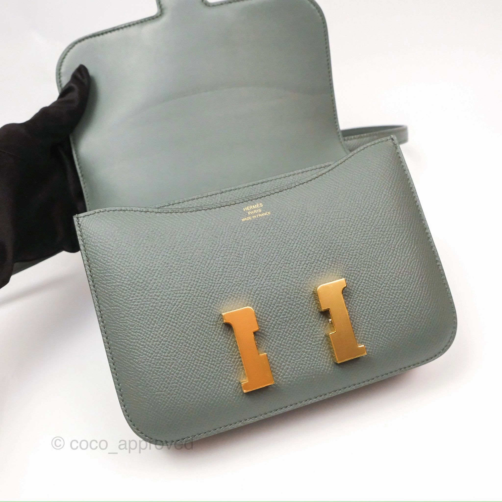 Herms Constance Mini 18cm Vert Amande Epsom Gold Hardware