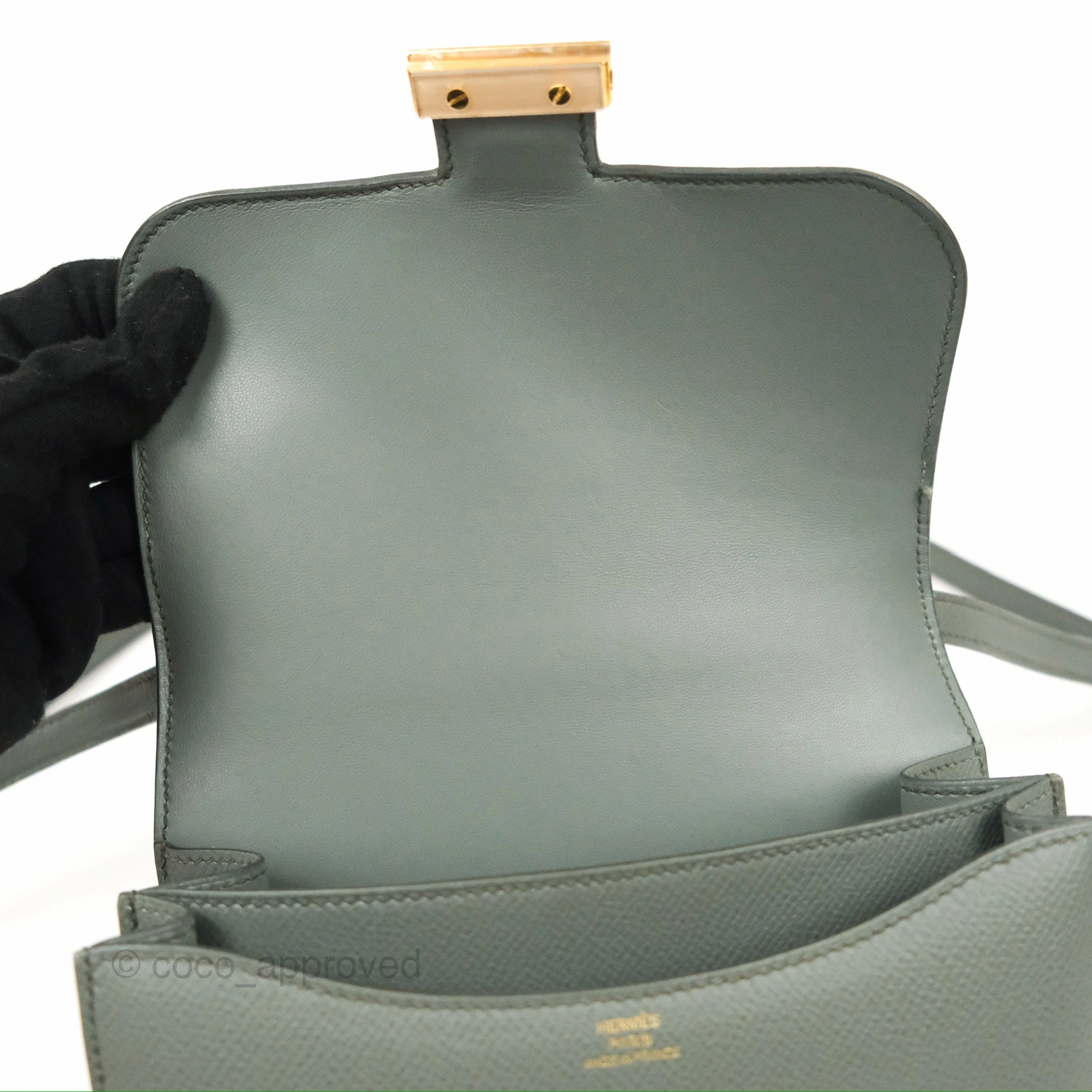 Herms Constance Mini 18cm Vert Amande Epsom Gold Hardware