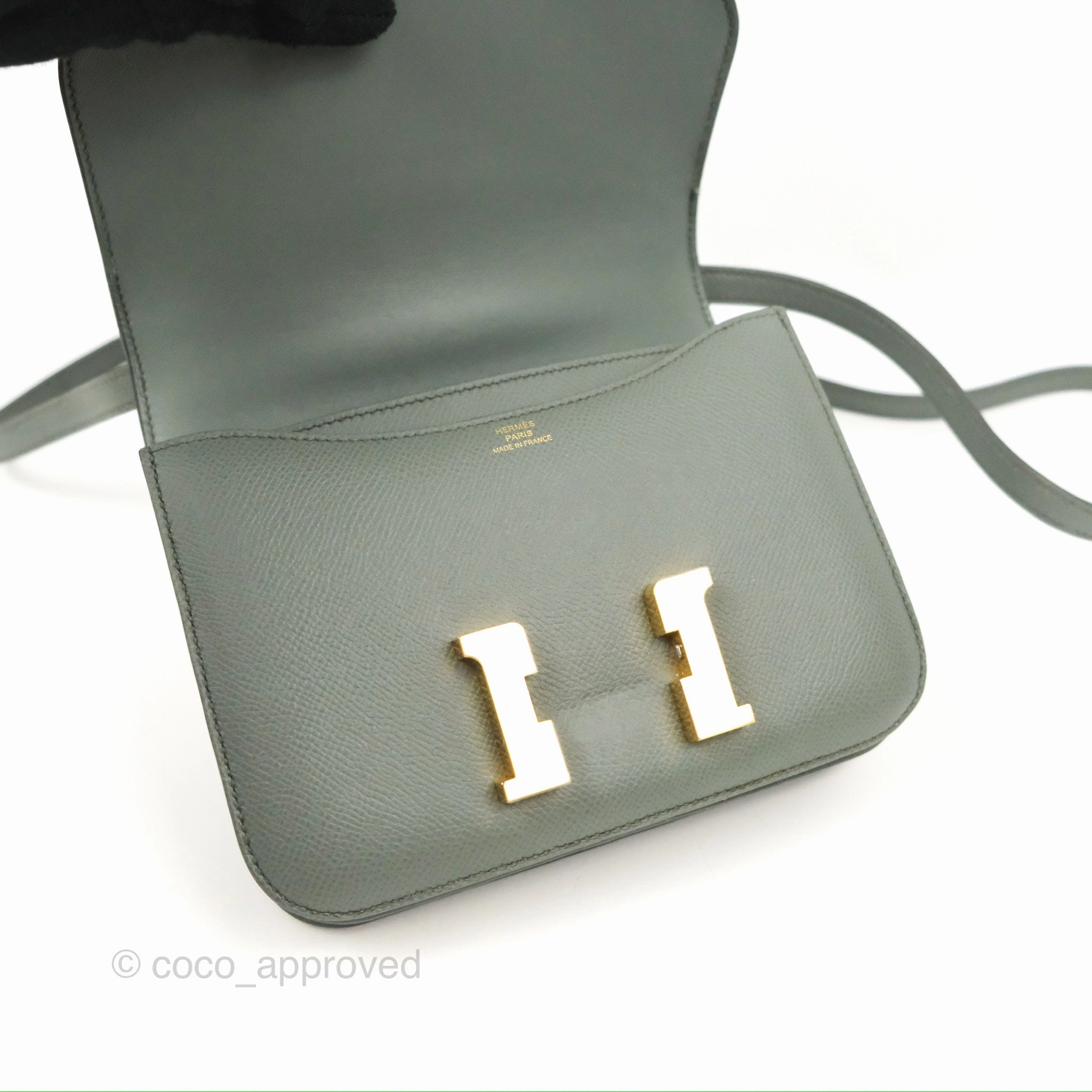 Herms Constance Mini 18cm Vert Amande Epsom Gold Hardware