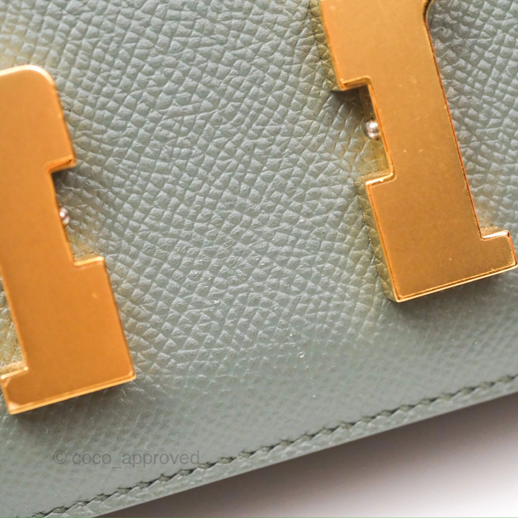 Herms Constance Mini 18cm Vert Amande Epsom Gold Hardware