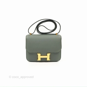 Herms Constance Mini 18cm Vert Amande Epsom Gold Hardware